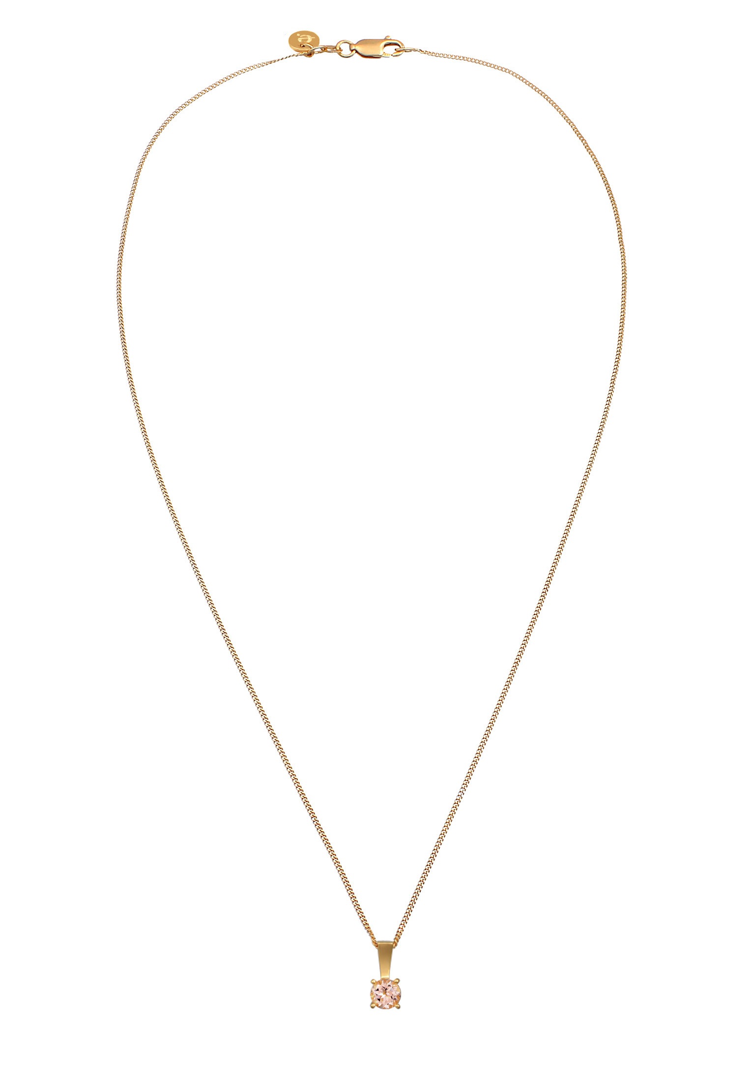 Elli Premium Kette mit Anhänger »Halskette Solitär Morganit Edelstein 925 Silber vergoldet«