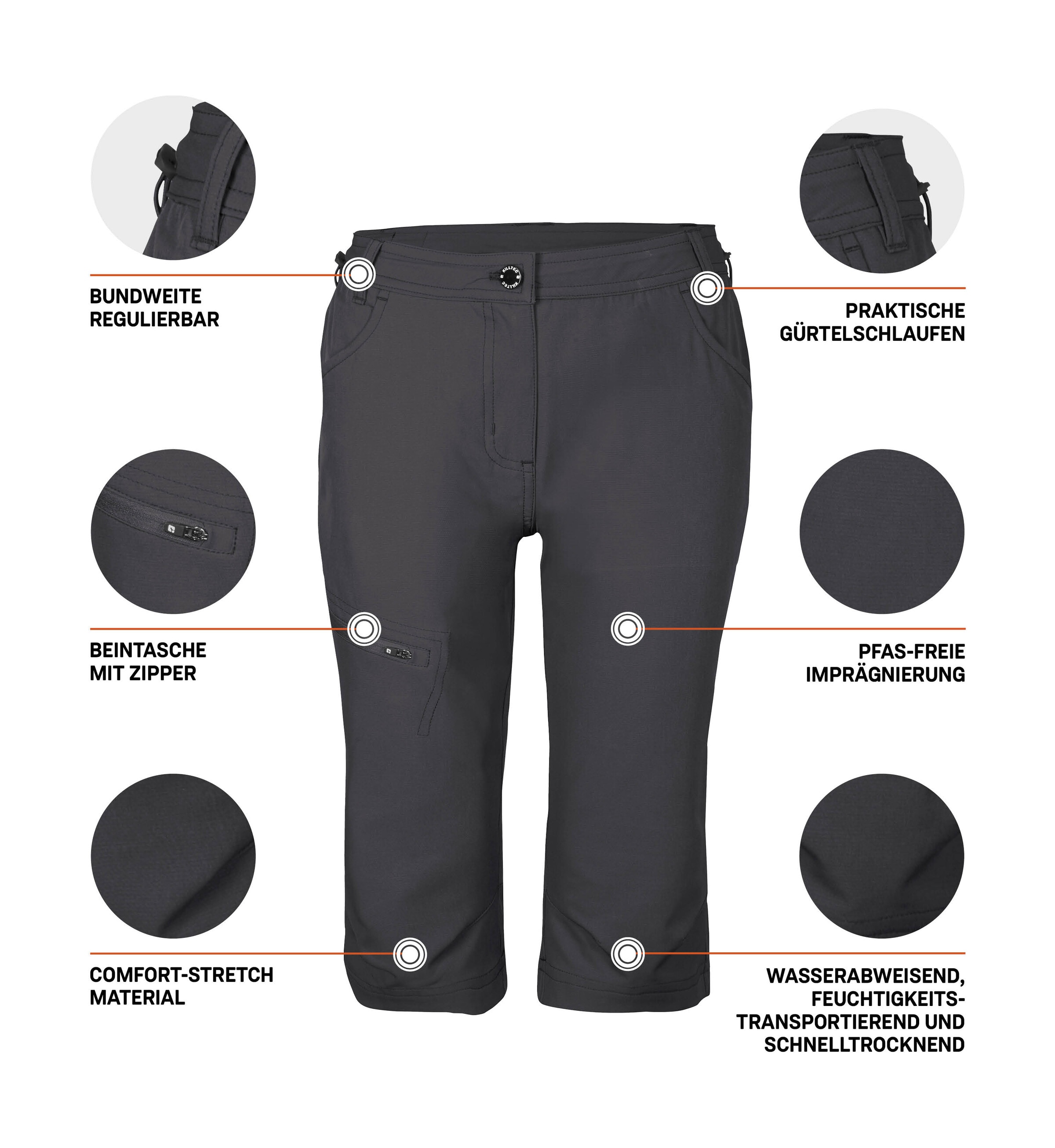 Killtec Caprihose »KOS 4 WMN PNTS«, Wasserabweisende, schnelltrocknende Caprihose mit Comfort-Stretch