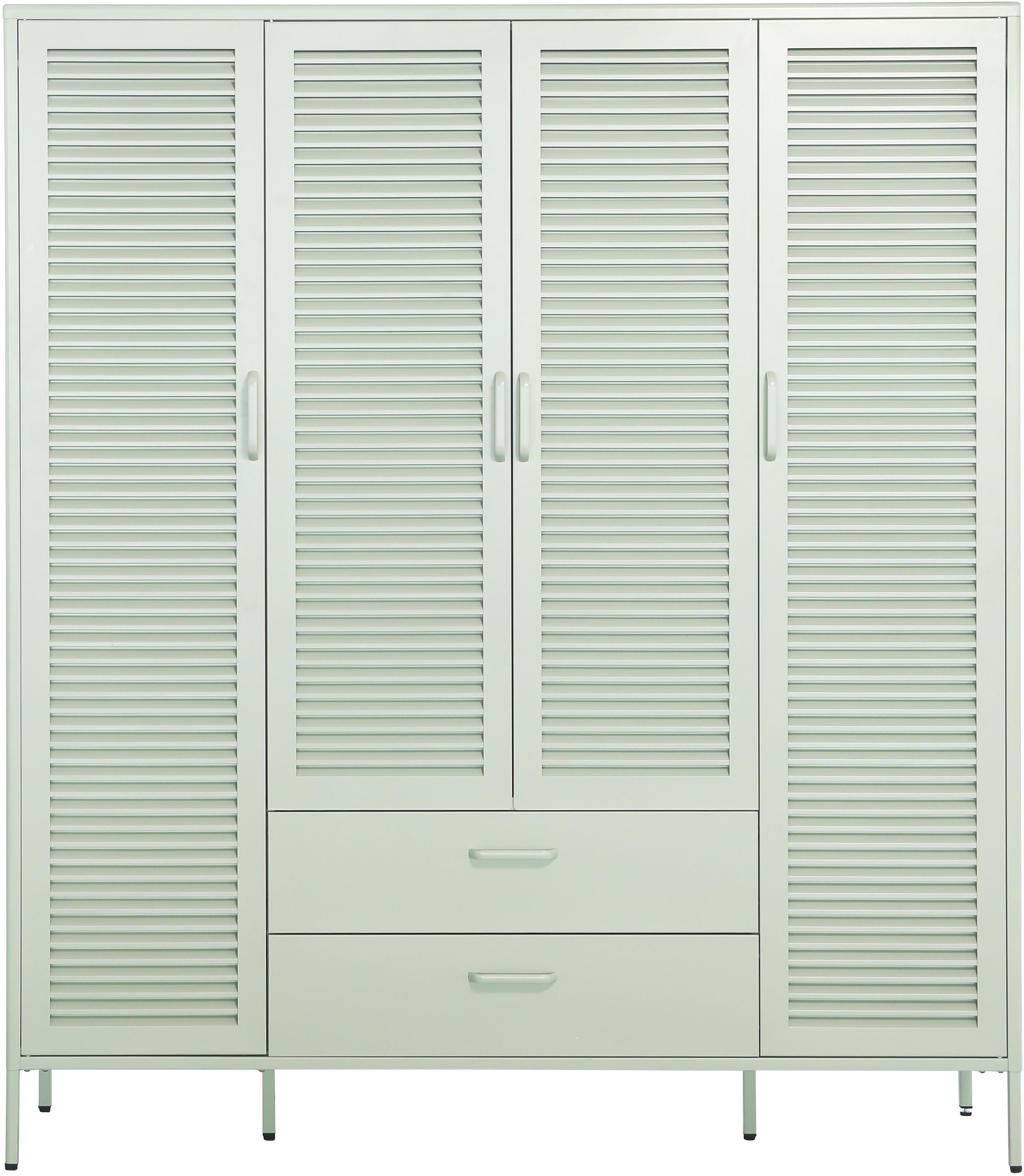 OTTO home Kleiderschrank »GERRON Kleiderschrank Metallschrank Spind« Schlafzimmerschrank, 4 Türen & Schubladen, grün salbei, Breite 158cm