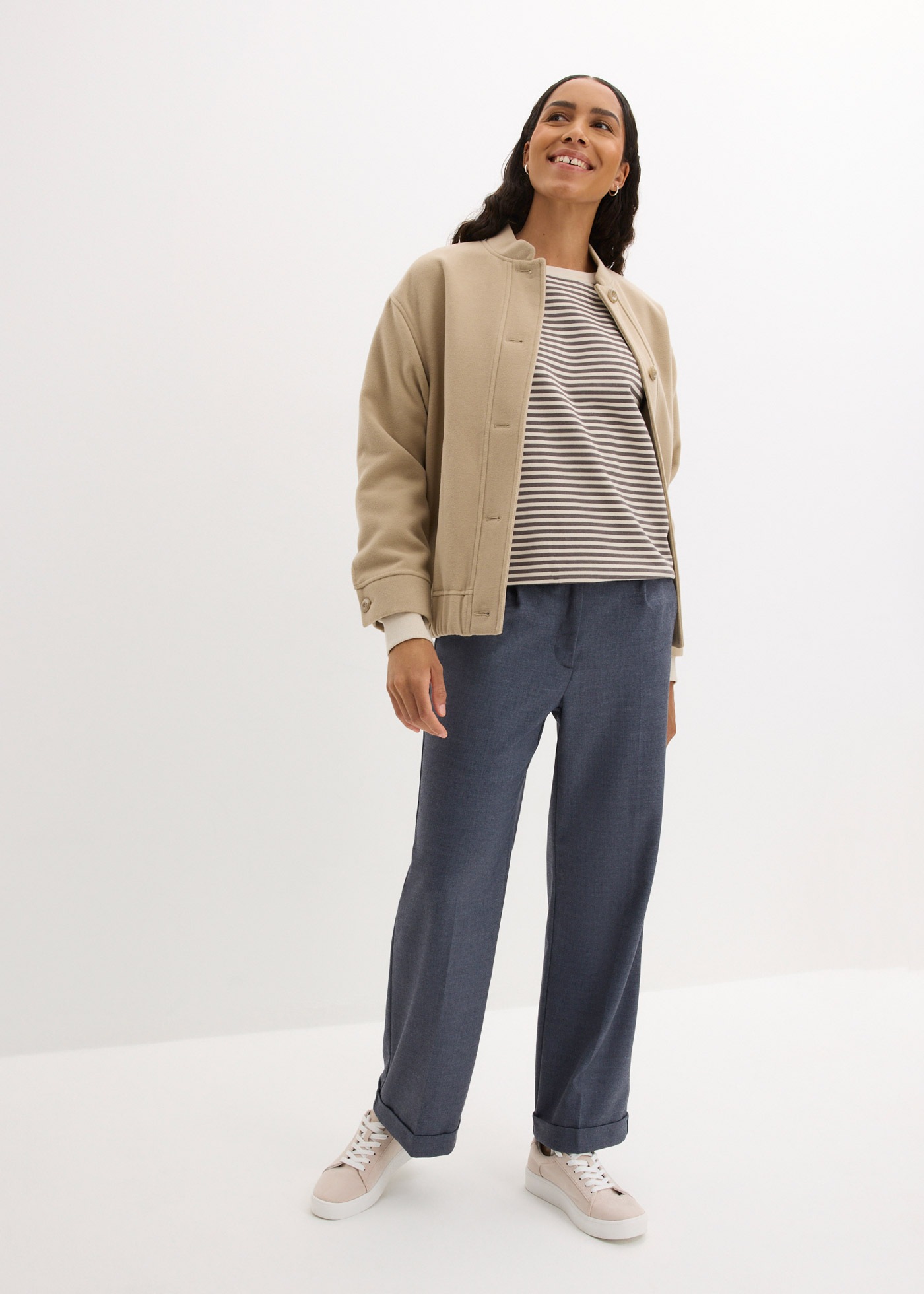 bonprix Sweatshirt »Oversize-Sweatshirt«, Oversize-Passform, gestreiftes Design, aus Baumwollmischung
