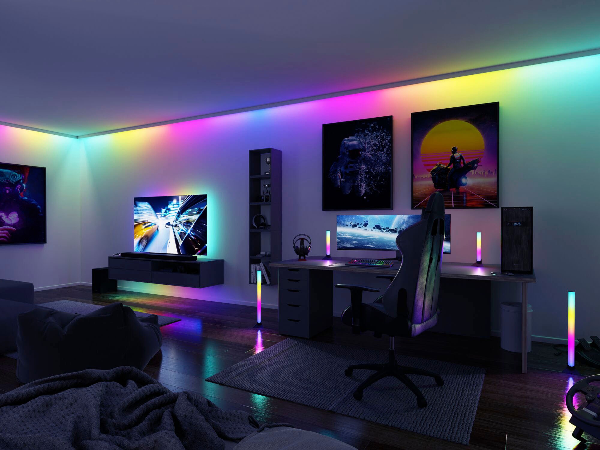 Paulmann LED-Streifen »USB LED Strip TV-Beleuchtung 55 Zoll 2m Dynamic Rainbow RGB 3,5W«, 1 St.-flammig