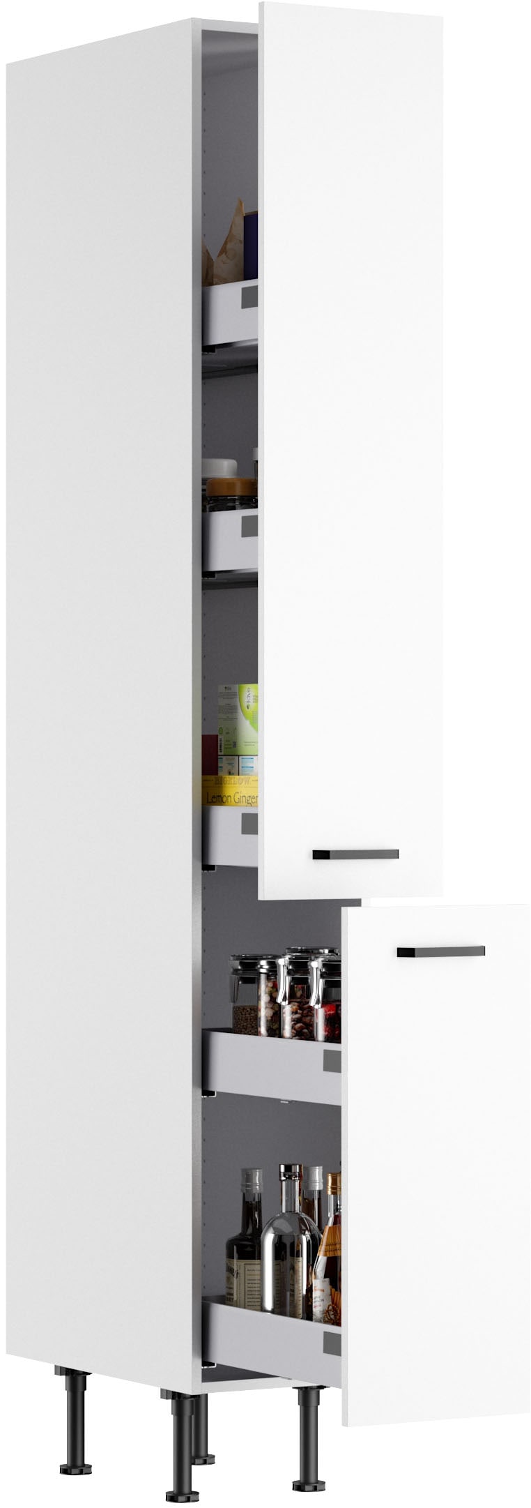 KOCHSTATION Apothekerschrank »KS-Lucy« Breite 30 cm, mit 2 Auszügen, Soft-Close, höhenverstellbare Füße