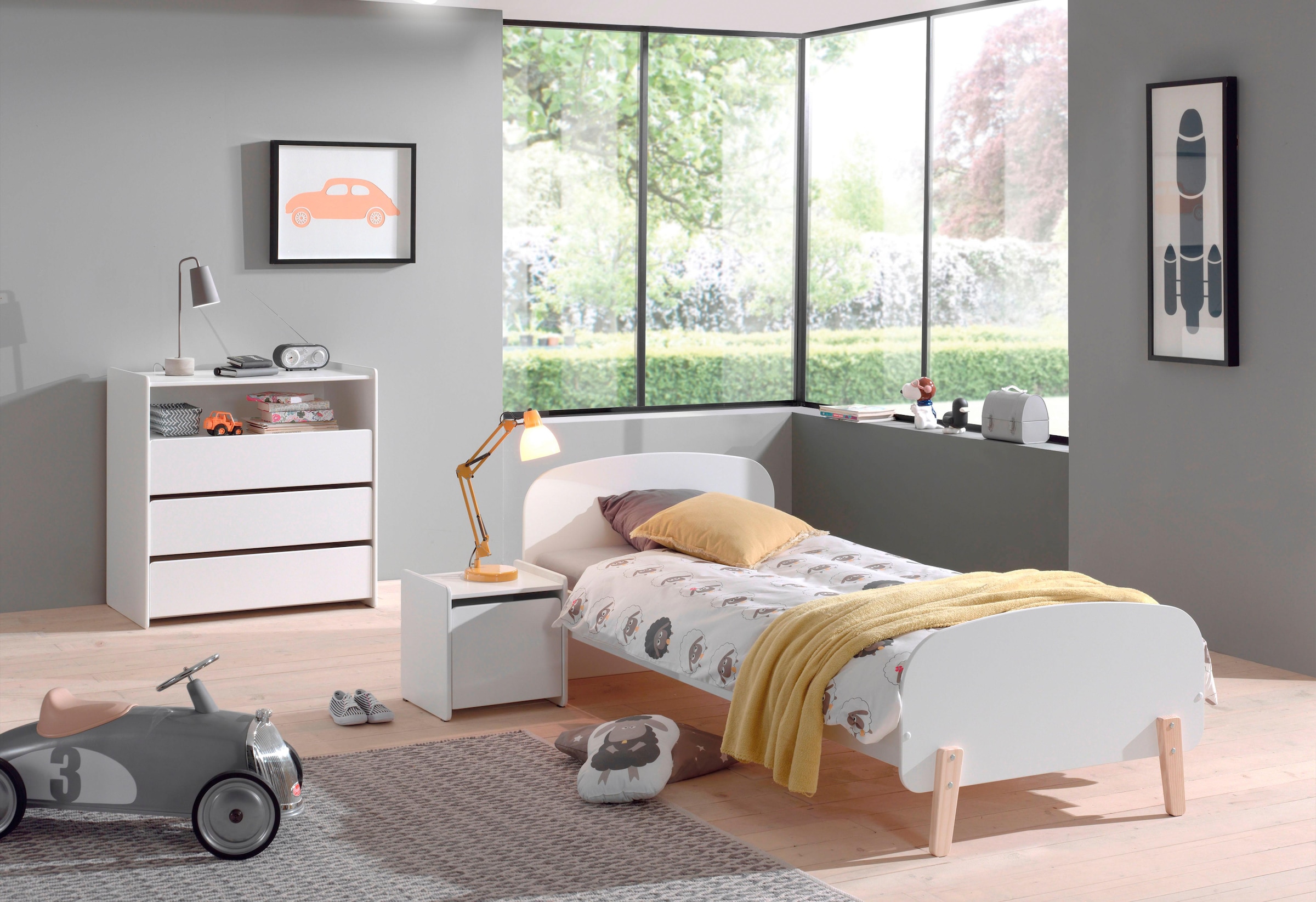 Vipack Nachtkonsole »Kiddy, mit 1 Drehtür, dahinter ein großes Fach«, (B/H/T ca. 40x40x36cm, MDF lackiert, in verschiednen Farben erhältlich), standfest gebaut, sie kann rechts oder links angestellt werden