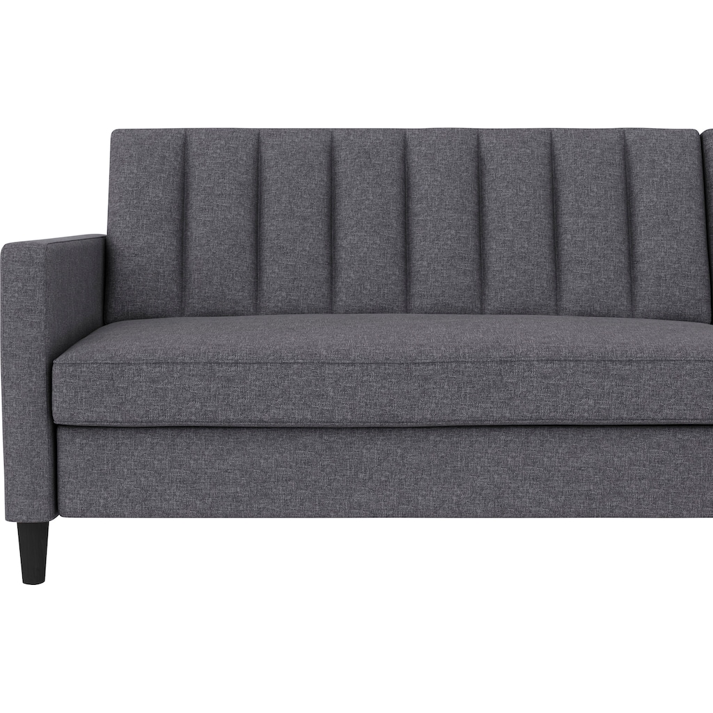 Dorel Home Ecksofa mit Schlafffunktion, Recamiere mit Stauraum beidseitig montierbar, Rückenlehne 2-teilig und 3-fach verstellbar