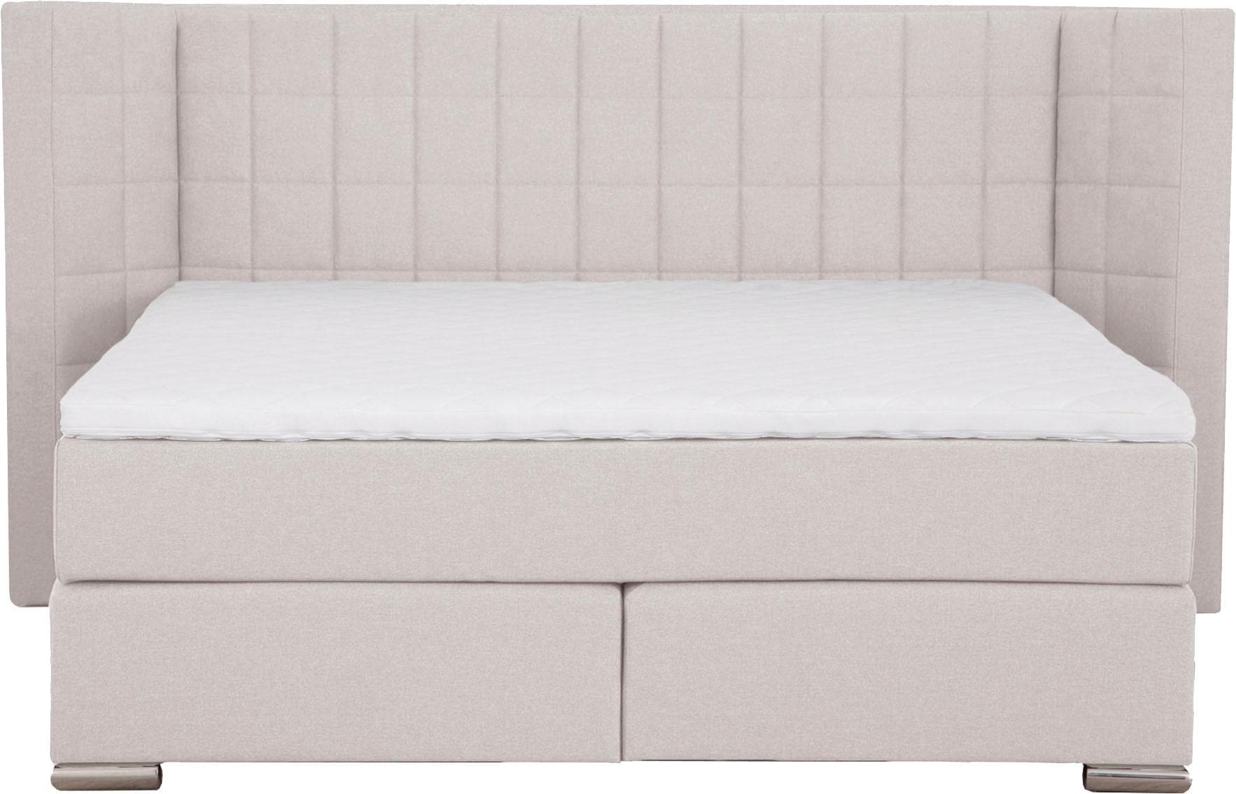 PLACES OF STYLE Boxspringbett »Piazza« mit Steppung und Kopfteil mit seitlichen Flügeln