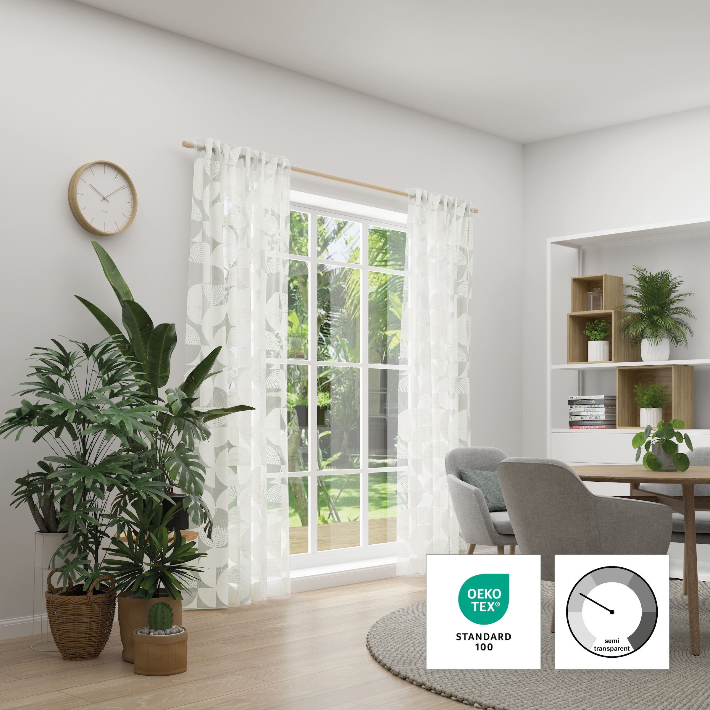 Neutex for you! Vorhang »CIRCLE« Multifunktionsband 1 Stk. tlg. Bedruckter Ausbrenner mit moderner Kreisgrafik