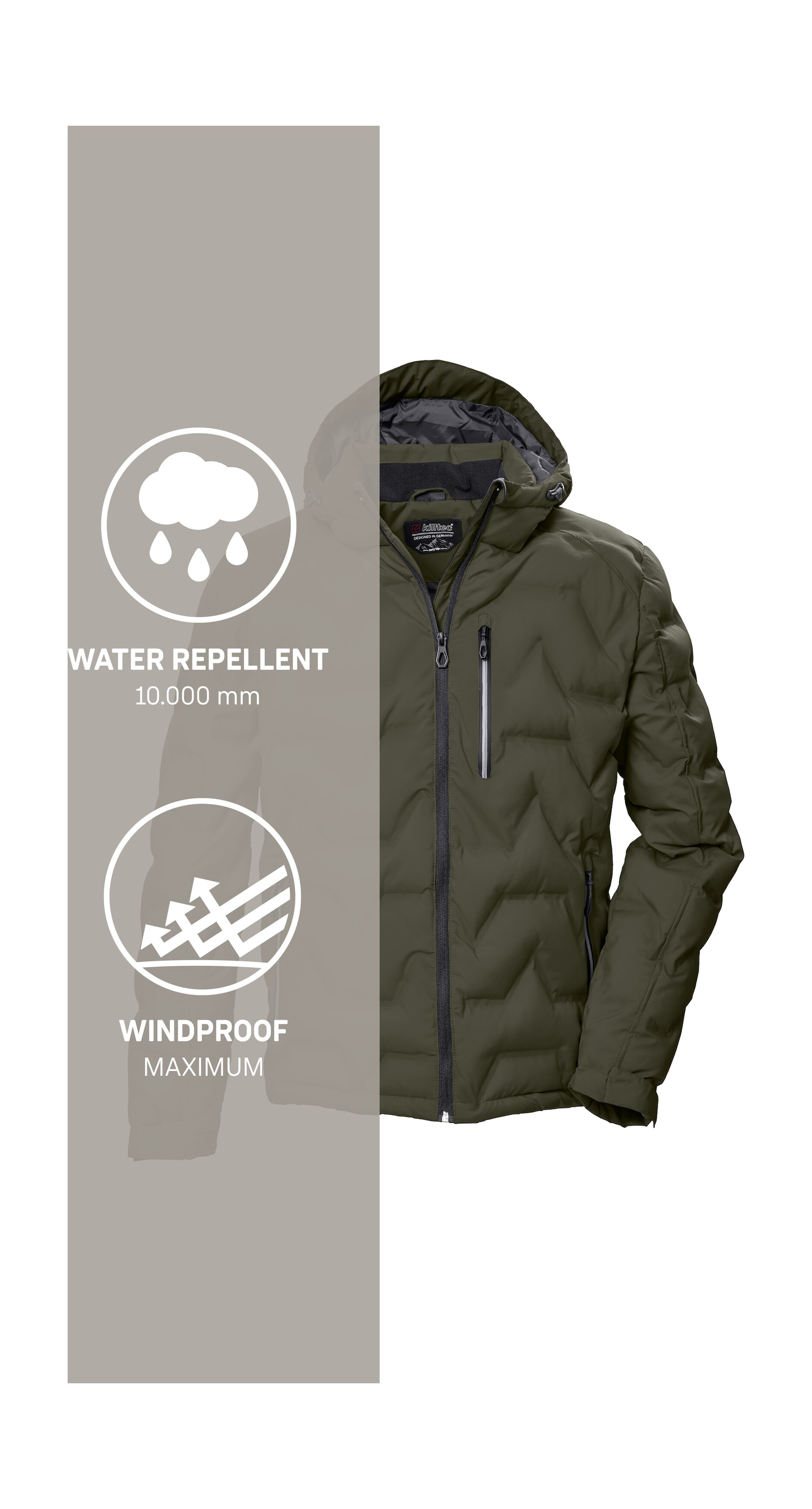 Killtec Steppjacke »KOW 60 MN QLTD JCKT« Wasser- und windabweisend, atmungsaktiv, verstellbare Kapuze