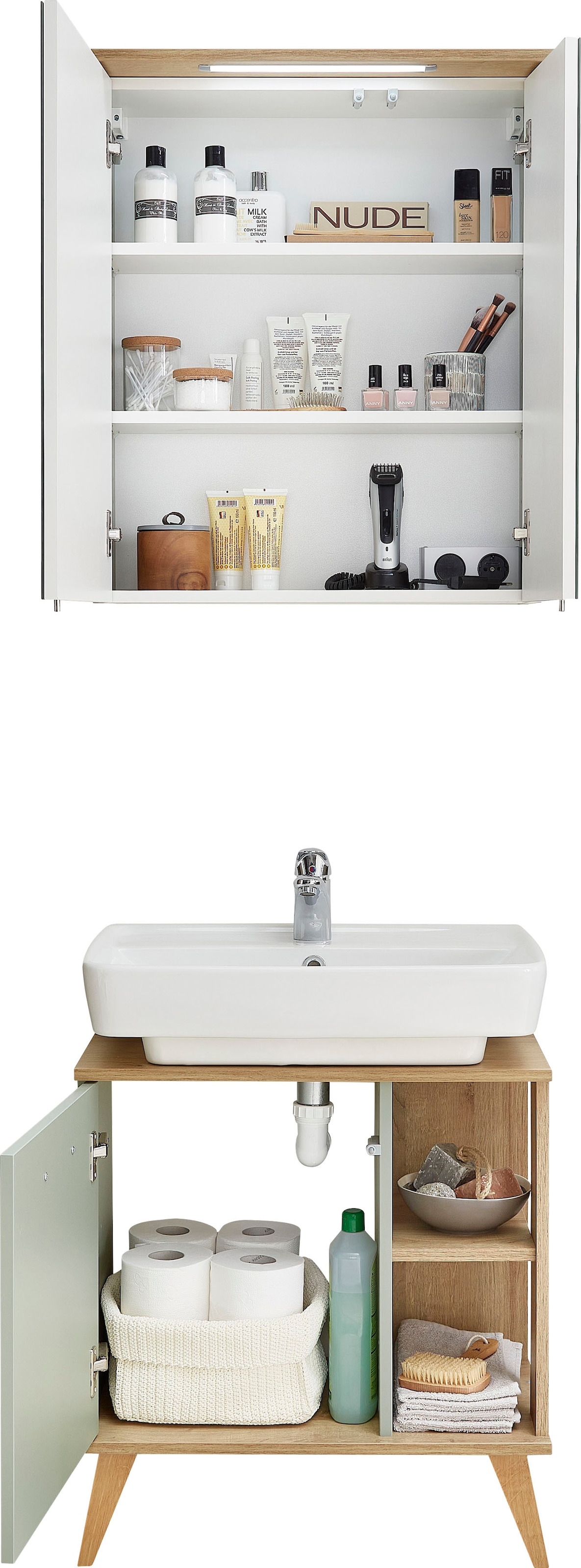 PELIPAL Badmöbel-Set »Quickset 963«, (2 St.), Breite 60 cm,  Waschbeckenunterschrank und Spiegelschrank online kaufen | mit 3 Jahren XXL  Garantie