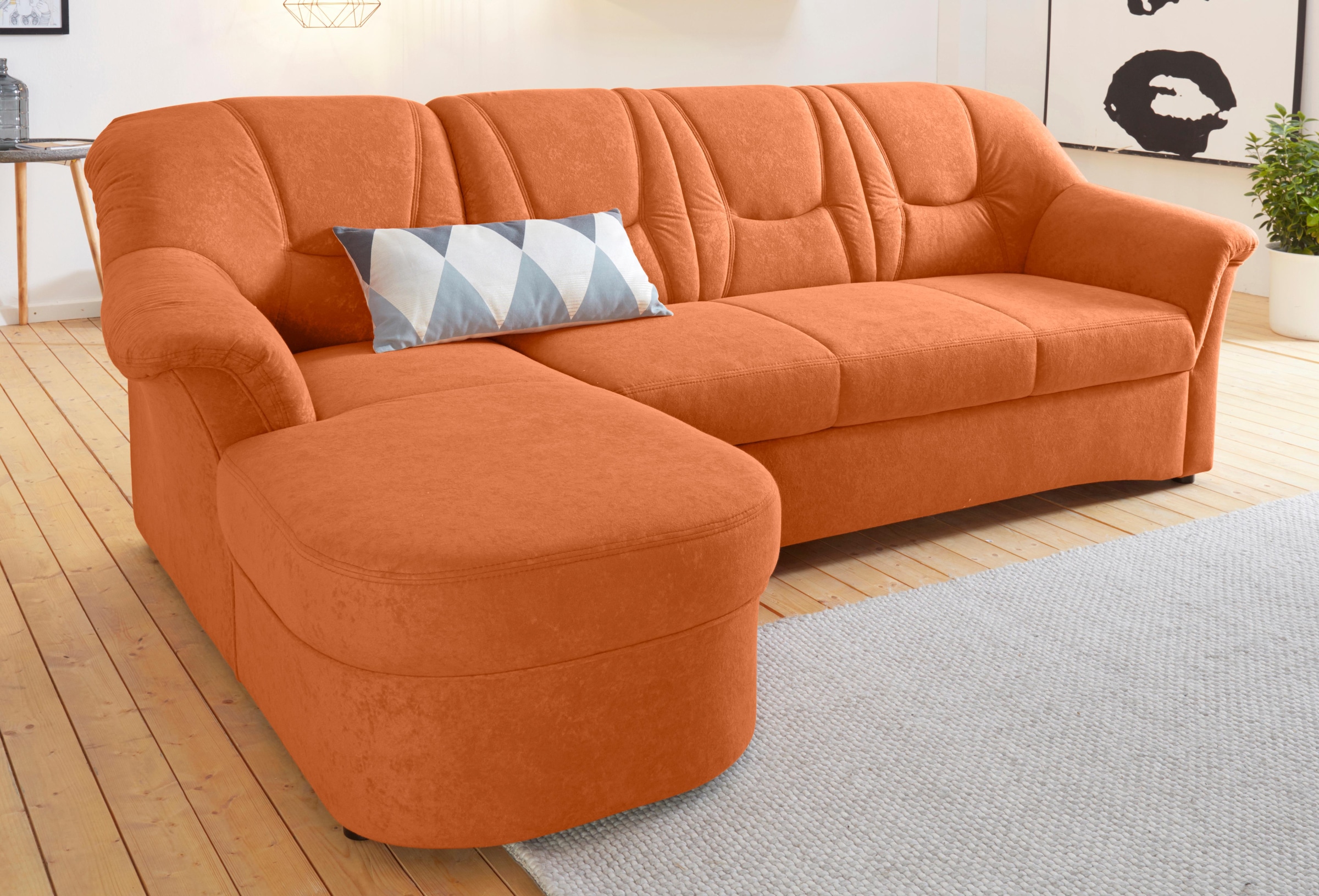 DOMO collection Ecksofa »Sarafina zeitlos und komfortabel, optional mit Federkern, L-Form«, wahlweise mit Bettfunktion