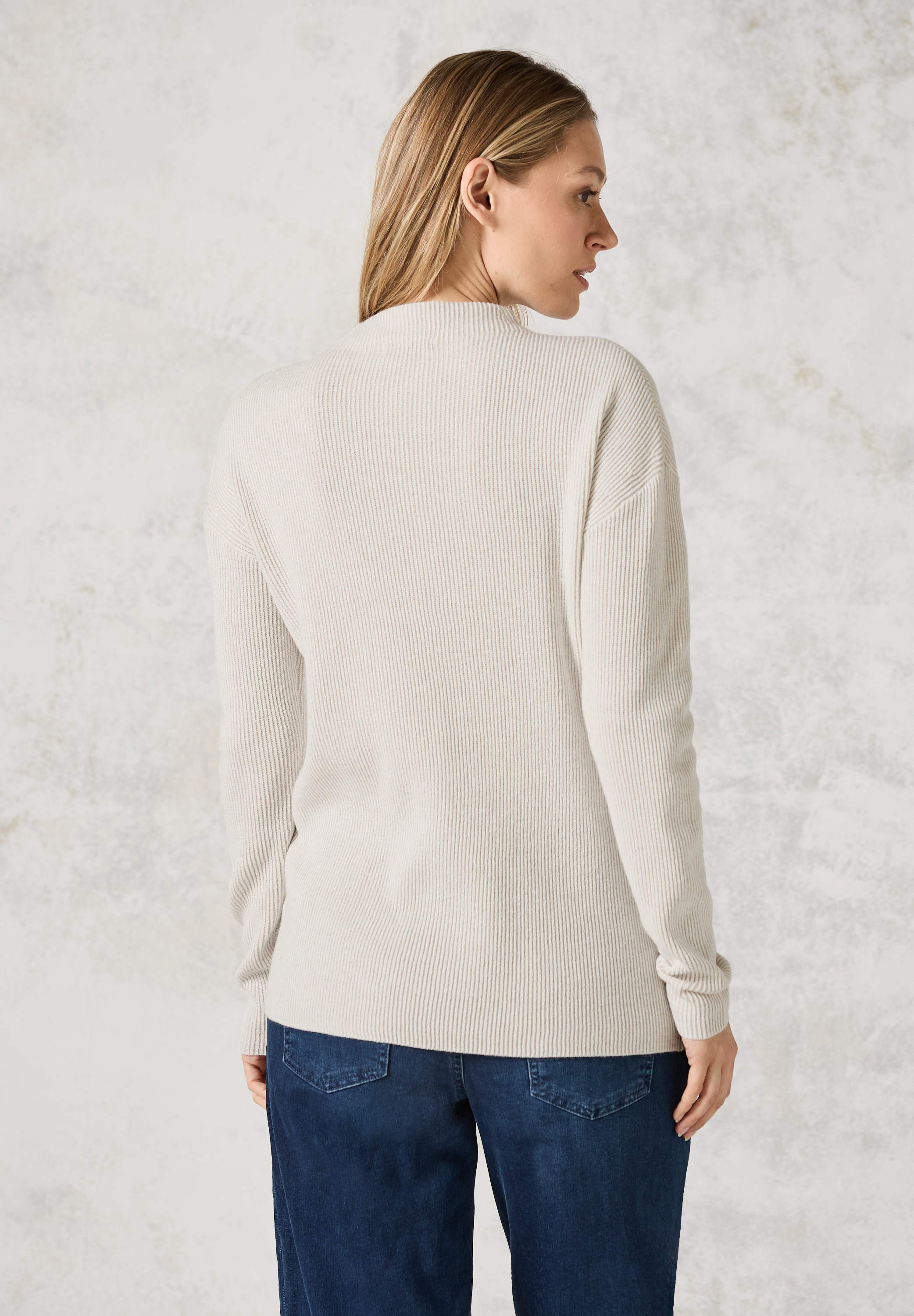 Cecil Strickpullover, im Two Tone Look und mit Stehkragen