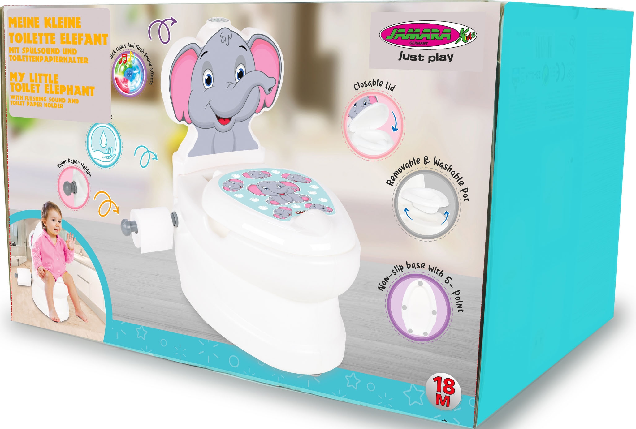 Jamara Toilettentrainer »Meine kleine Elefant«, und bei Toilette, Toilettenpapierhalter mit Spülsound