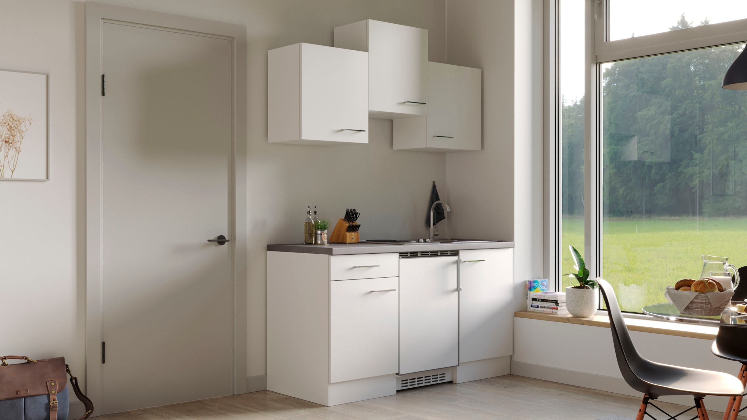 Flex-Well Küchenzeile »Kopenhagen« Breite 150,5 cm, mit Unterbau-Kühlschrank, Kochfeld und Spüle