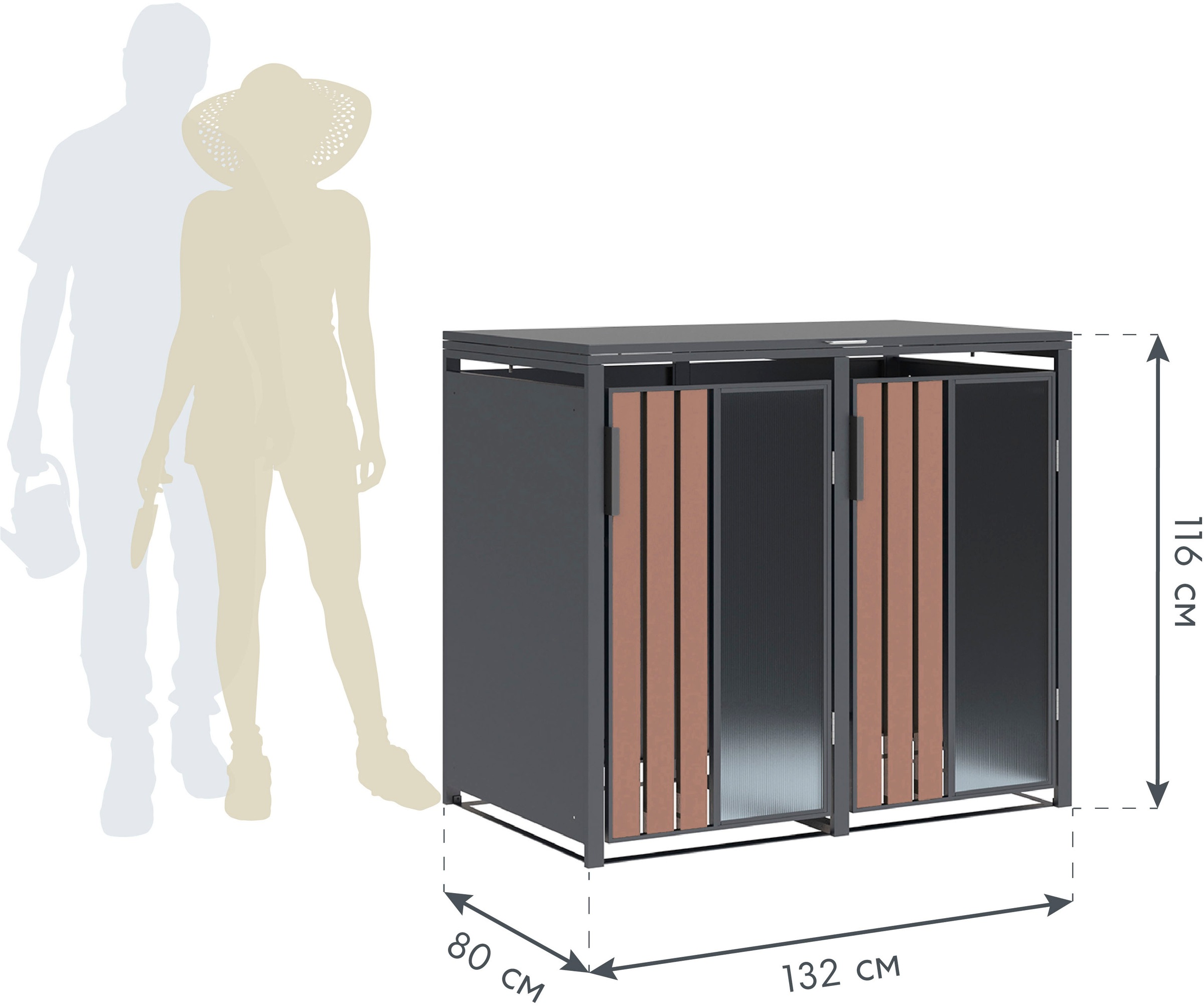 WESTMANN Mülltonnenbox »Status 2« BxTxH: 132x80x116 cm, für 2x240 L Mülltonnen