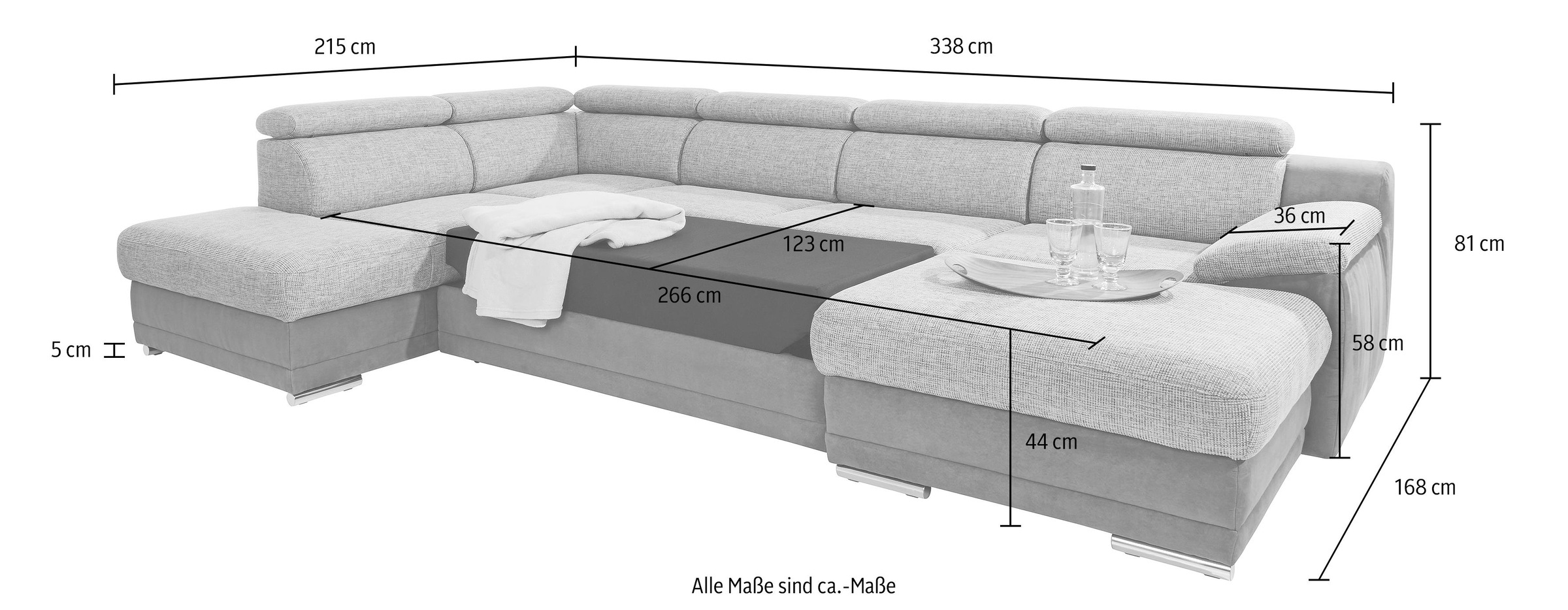 sit&more Wohnlandschaft »Xenia U-Form«, wahlweise mit Bettfunktion