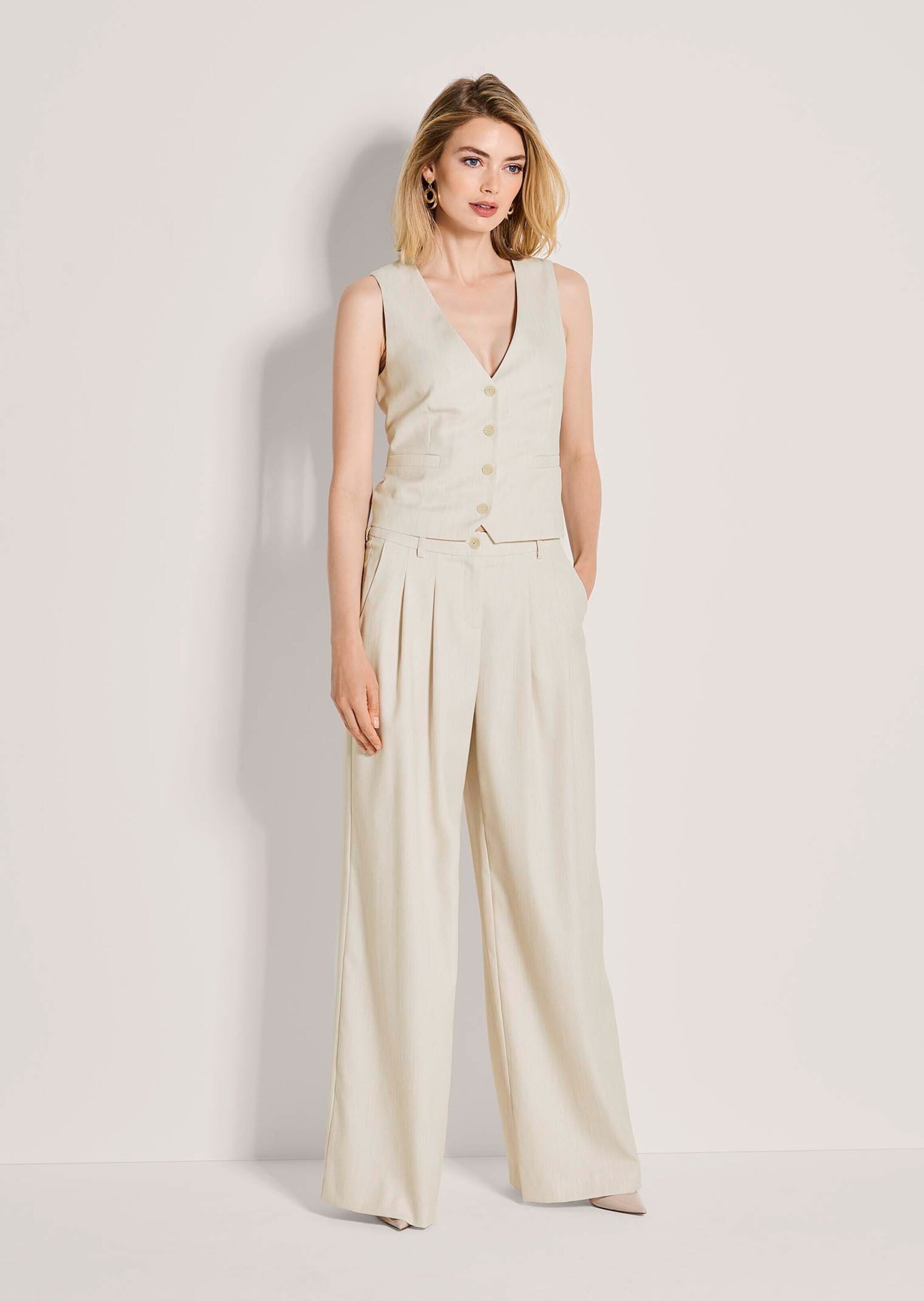 MADELEINE Stoffhose »Palazzohose Bundfaltenhose mit weitem Bein«  Leicht mellierter Stoff