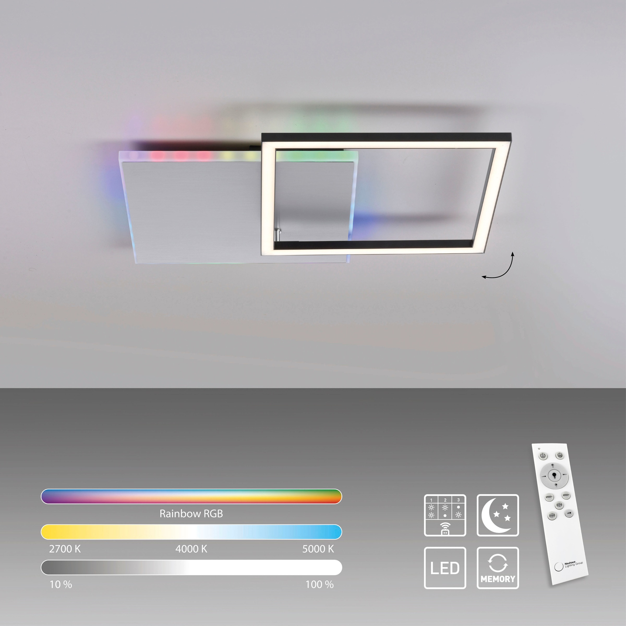 JUST LIGHT LED Deckenleuchte »RENDA«, 2 flammig, Leuchtmittel LED-Board-LED-Board | LED fest integriert-LED fest integriert