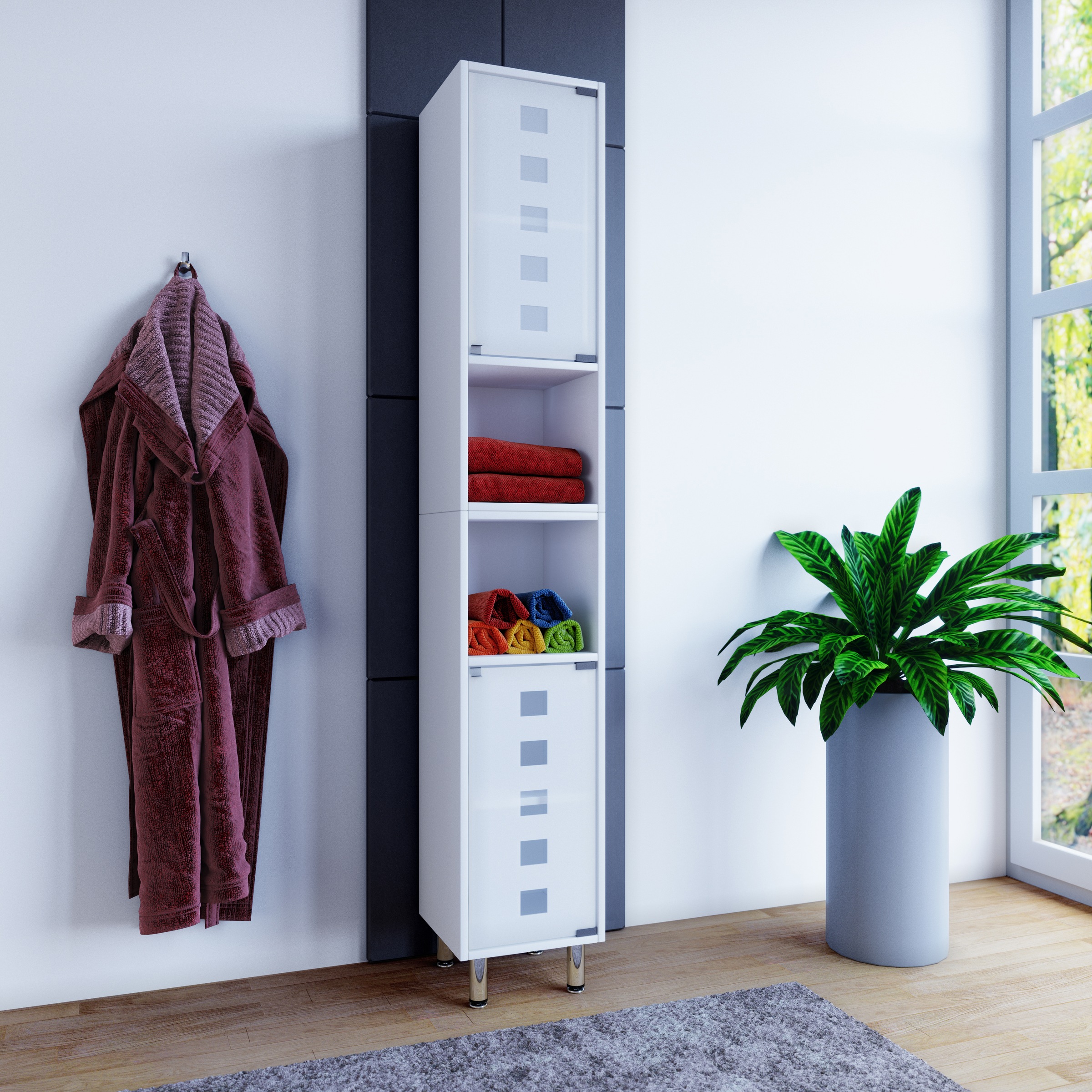 VCM Hochschrank »Holz Badmöbel Hochschrank Schrank Darola Glastür«