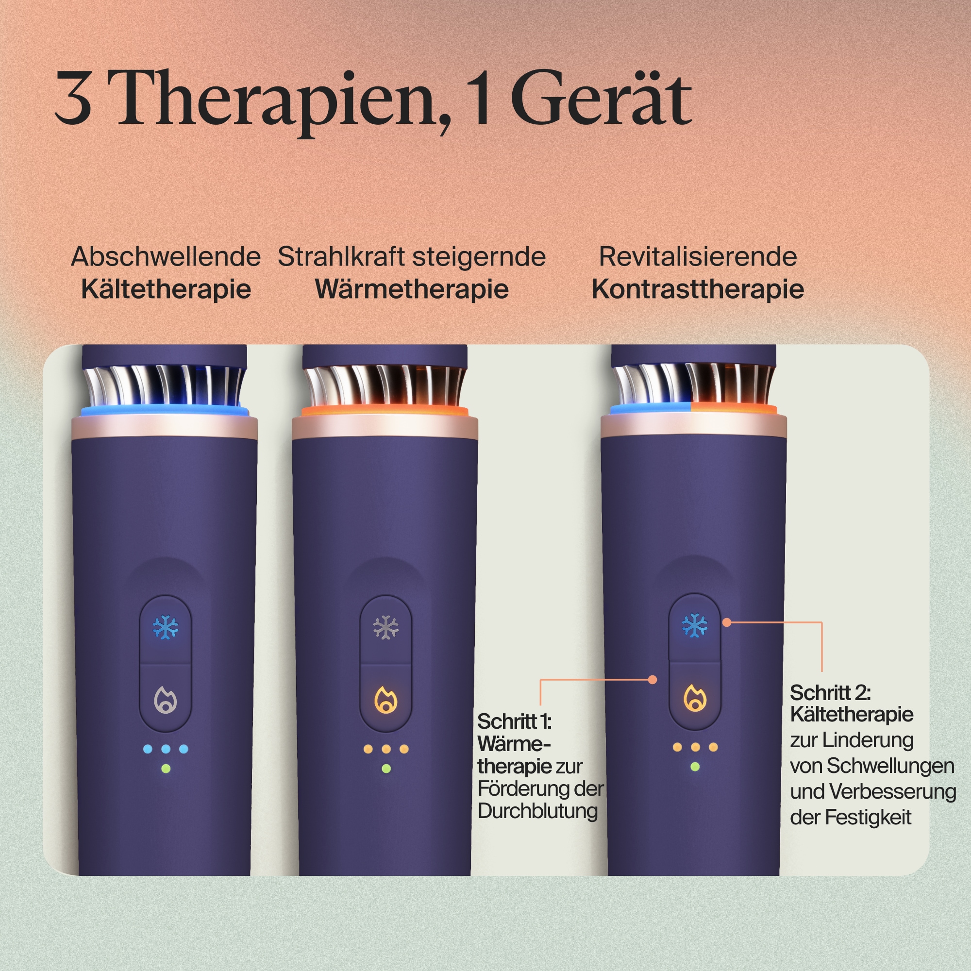 Therabody Anti-Aging-Gerät »Theraface Depuffing Wand Kälte- und Wärmebehandlungen für das Gesicht« Verbessert die Strahlkraft, reduziert Augenringe und Schwellungen