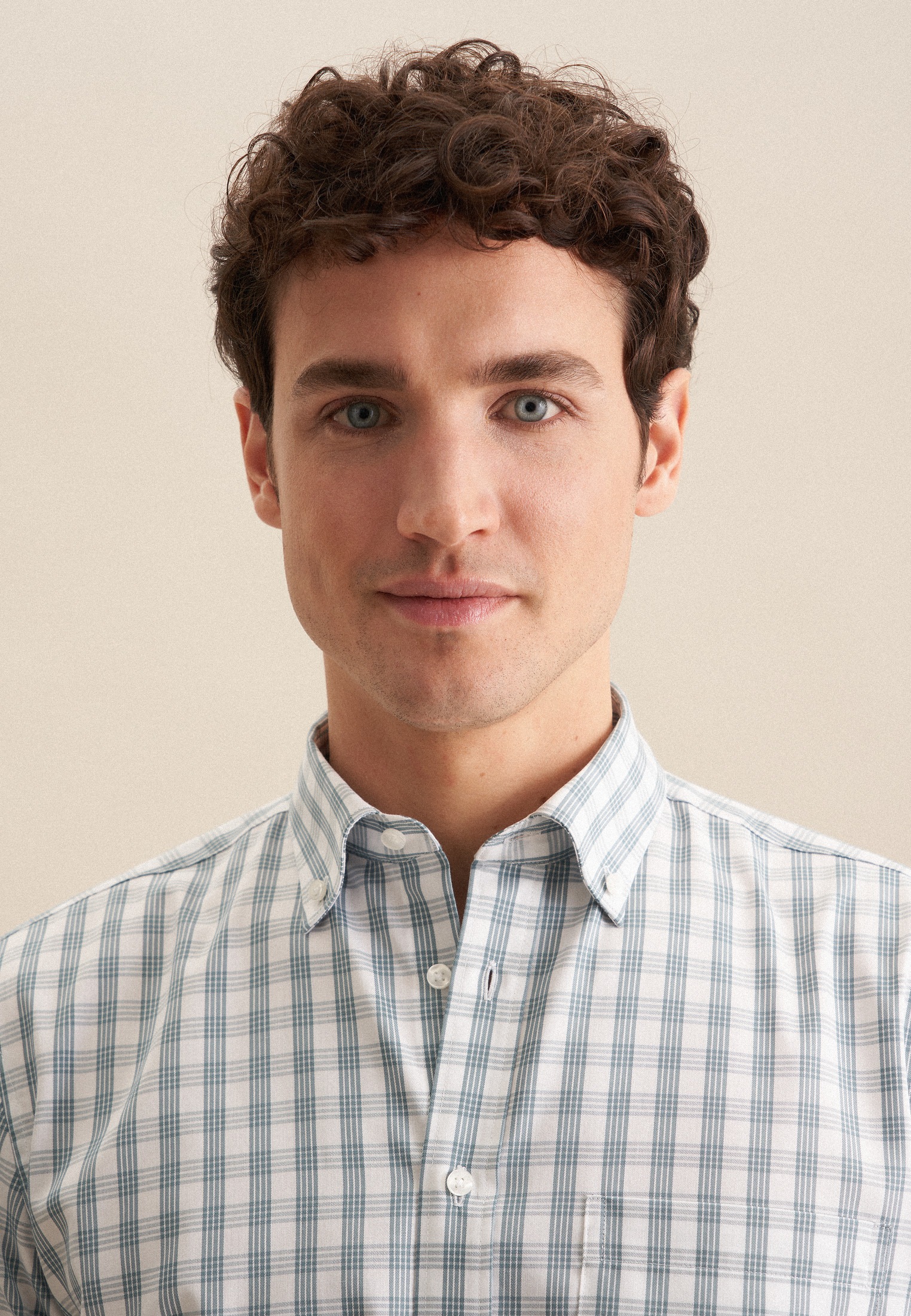 seidensticker Businesshemd »Comfort«, Comfort Kurzarm Button-Down-Kragen Karo