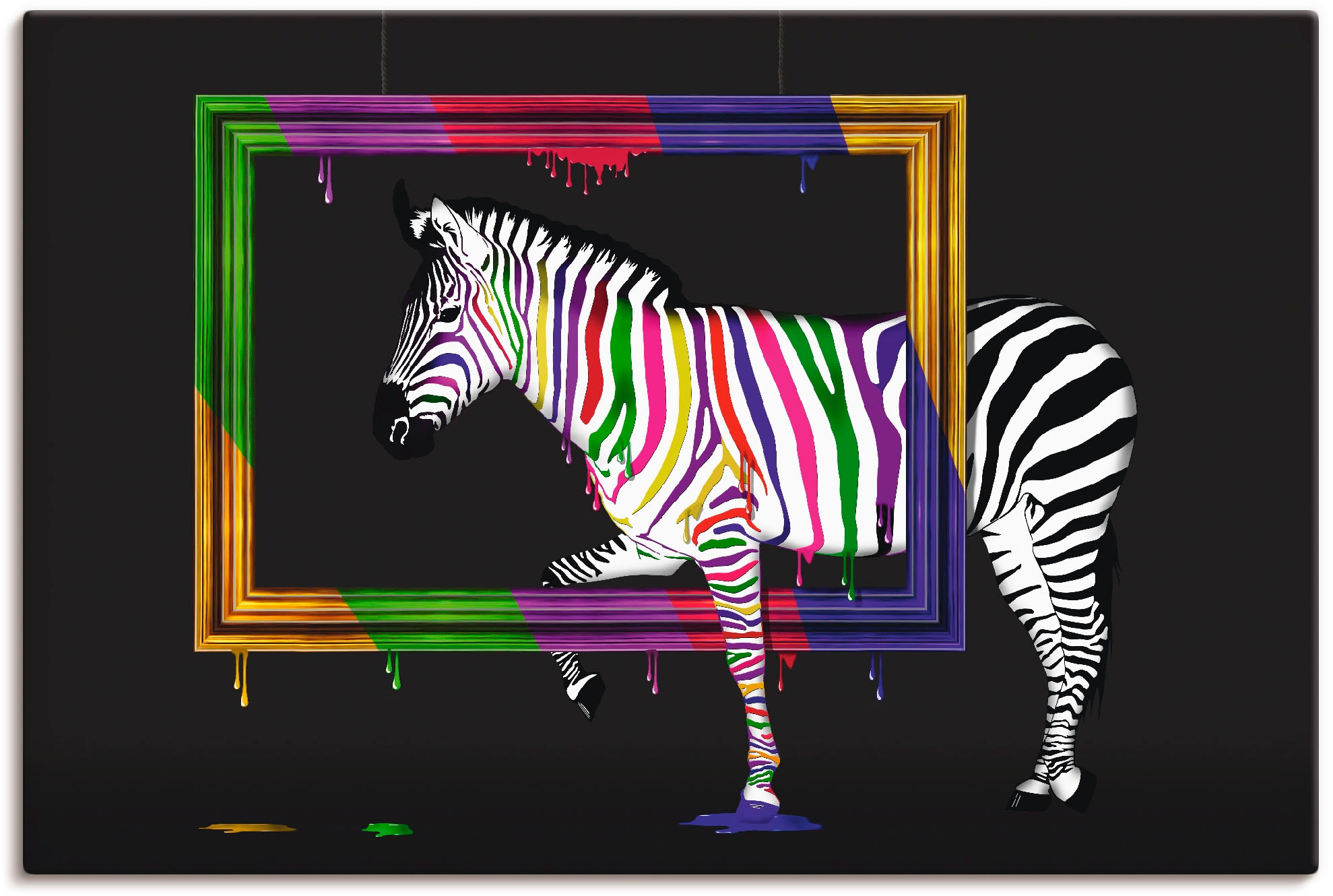 (1 Fantasy, Größen bestellen versch. Artland »Das Regenbogen Alubild, Wandaufkleber als Leinwandbild, St.), in Animal auf Wandbild Poster oder Raten Zebra«,