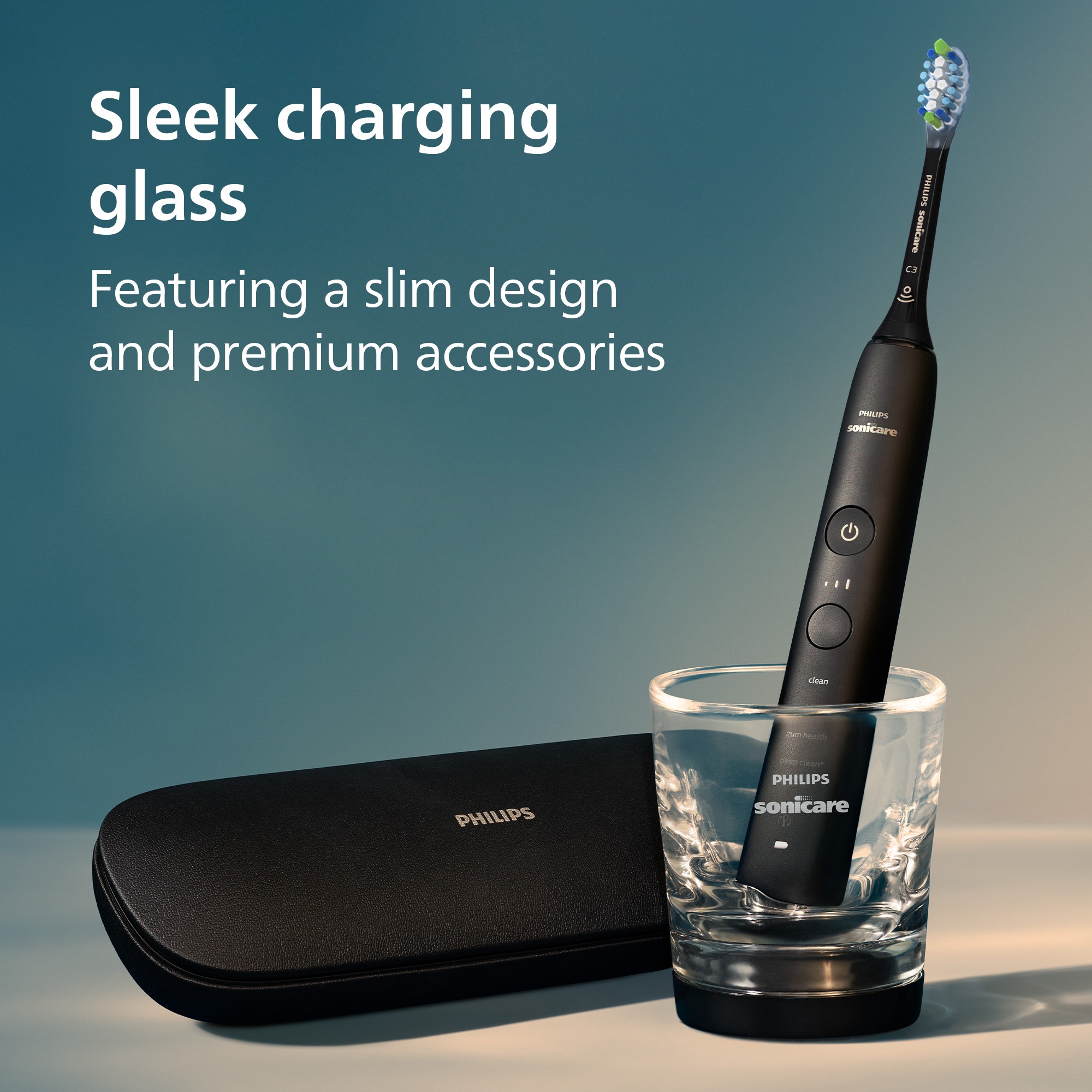 Philips Sonicare Elektrische Zahnbürste »DiamondClean 9000 HX9914« 2 Stk. Aufsteckbürsten DiamondClean Premium Schallzahnbürste, Doppelpack inkl. Ladeglas