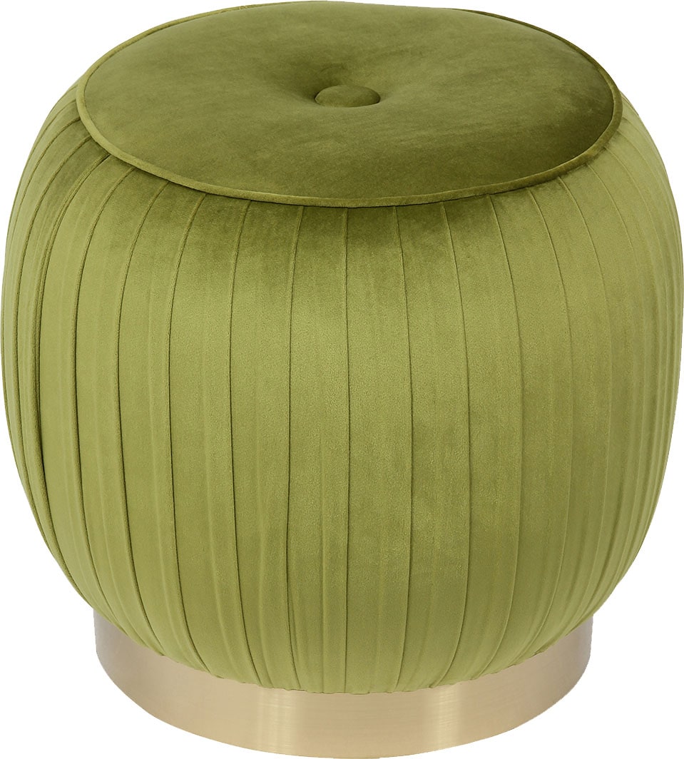 Kayoom Polsterhocker »Hocker Lyla 125, Edler Touch durch goldenen Sockel, Samtbezug«, (1 St.), samtweich, gesteppte Ziernaht, Edelstahlsockel, Hochwertiger Samtbezug