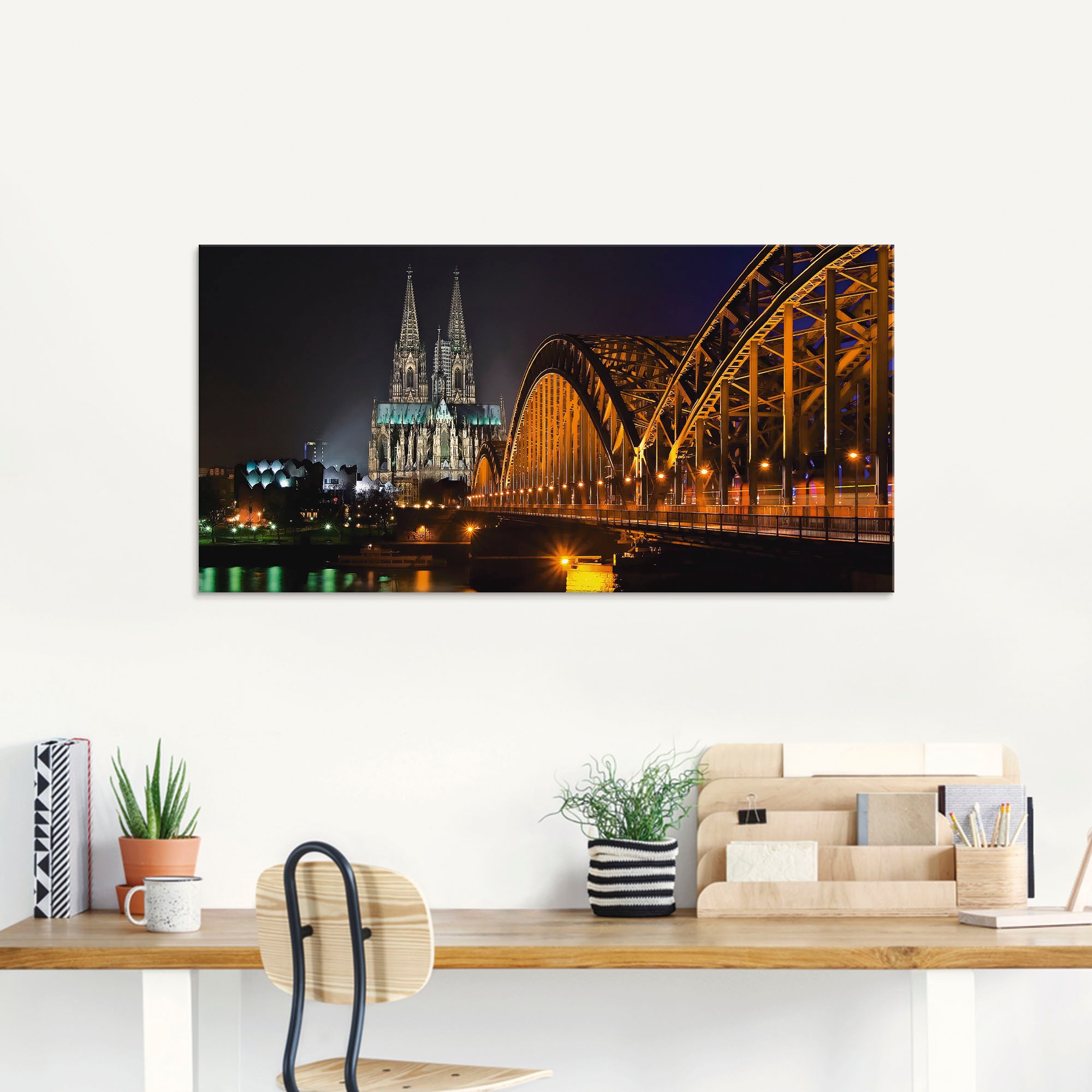 Artland Glasbild »Kölner Dom mit Brücke«, Deutschland, (1 St.), in verschiedenen Größen