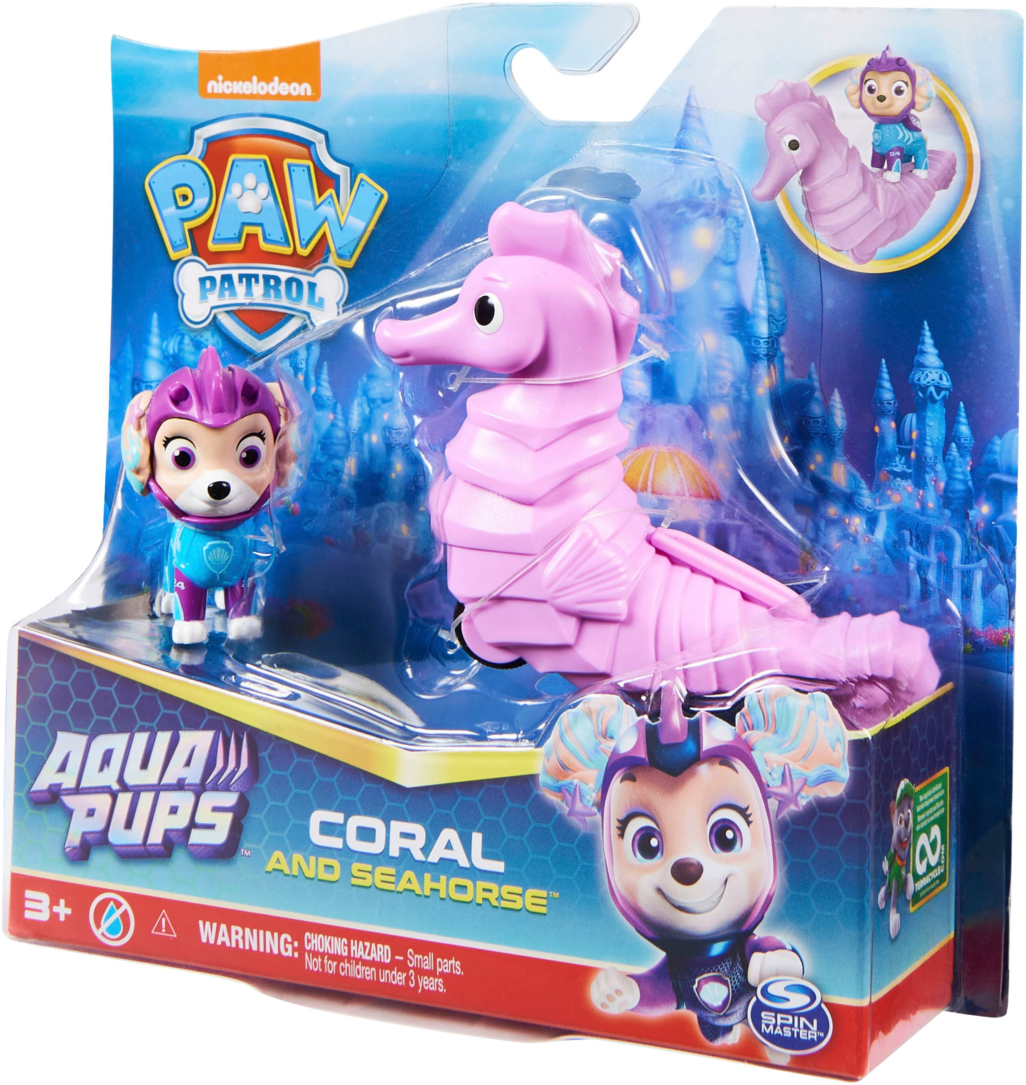 Spin Master Spielfigur »Paw Patrol - Aqua Pups - Hero Pups Solid Coral«, (Set)