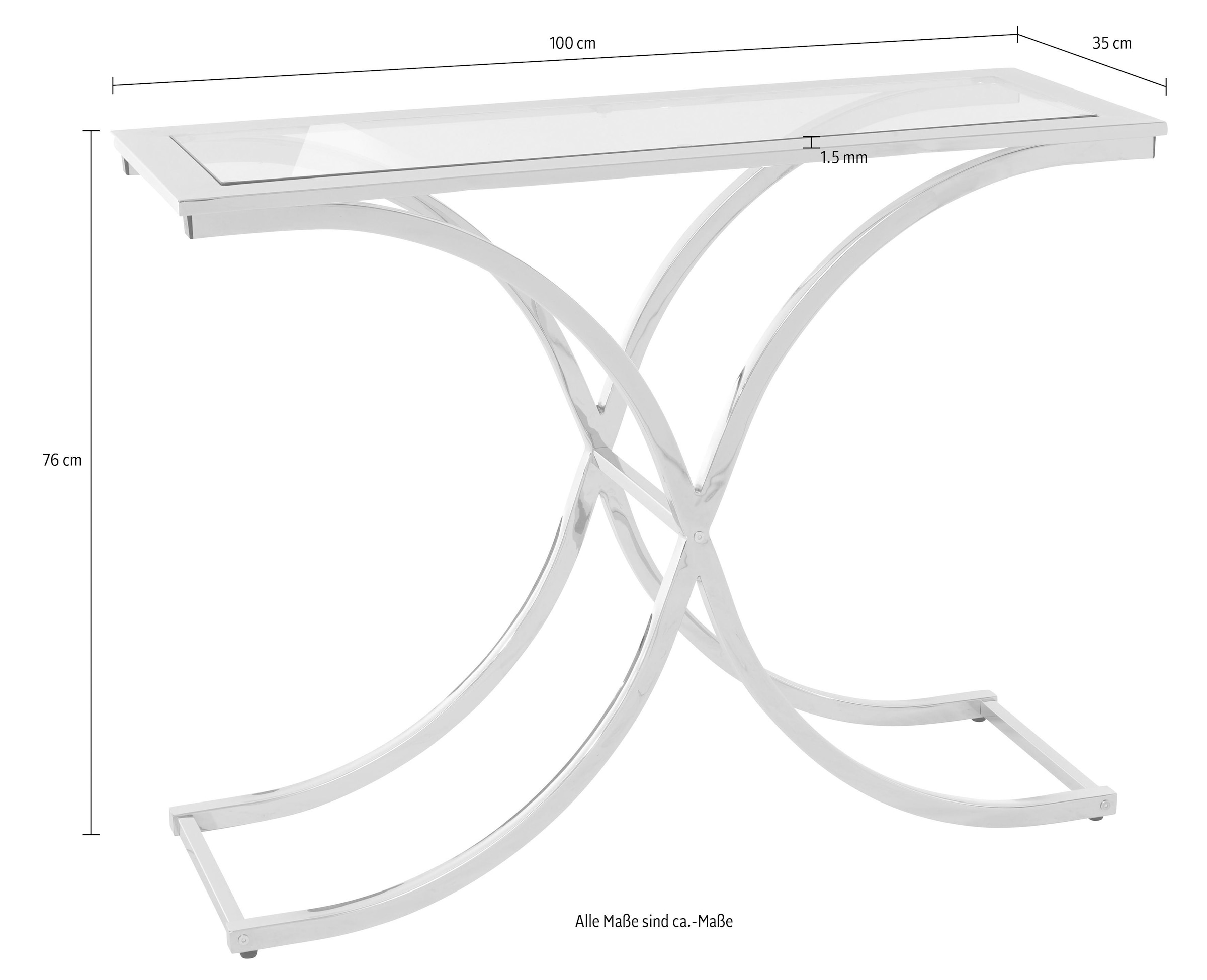 Guido Maria Kretschmer Home&Living Beistelltisch »Ballum, TOPSELLER!«, mit modernem Chromgestell und einer Glasplatte, Breite 100 cm