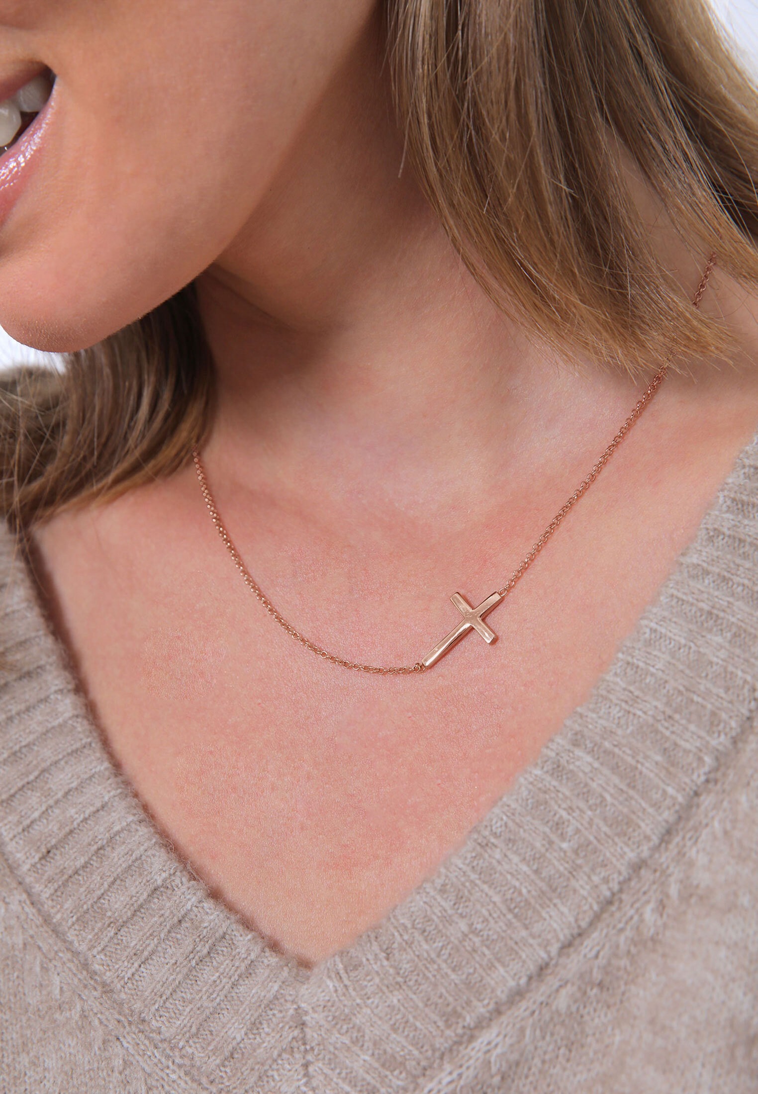 Elli Kette mit Anhänger »Halskette mit Kreuz Schlicht 925 Sterling Silber«