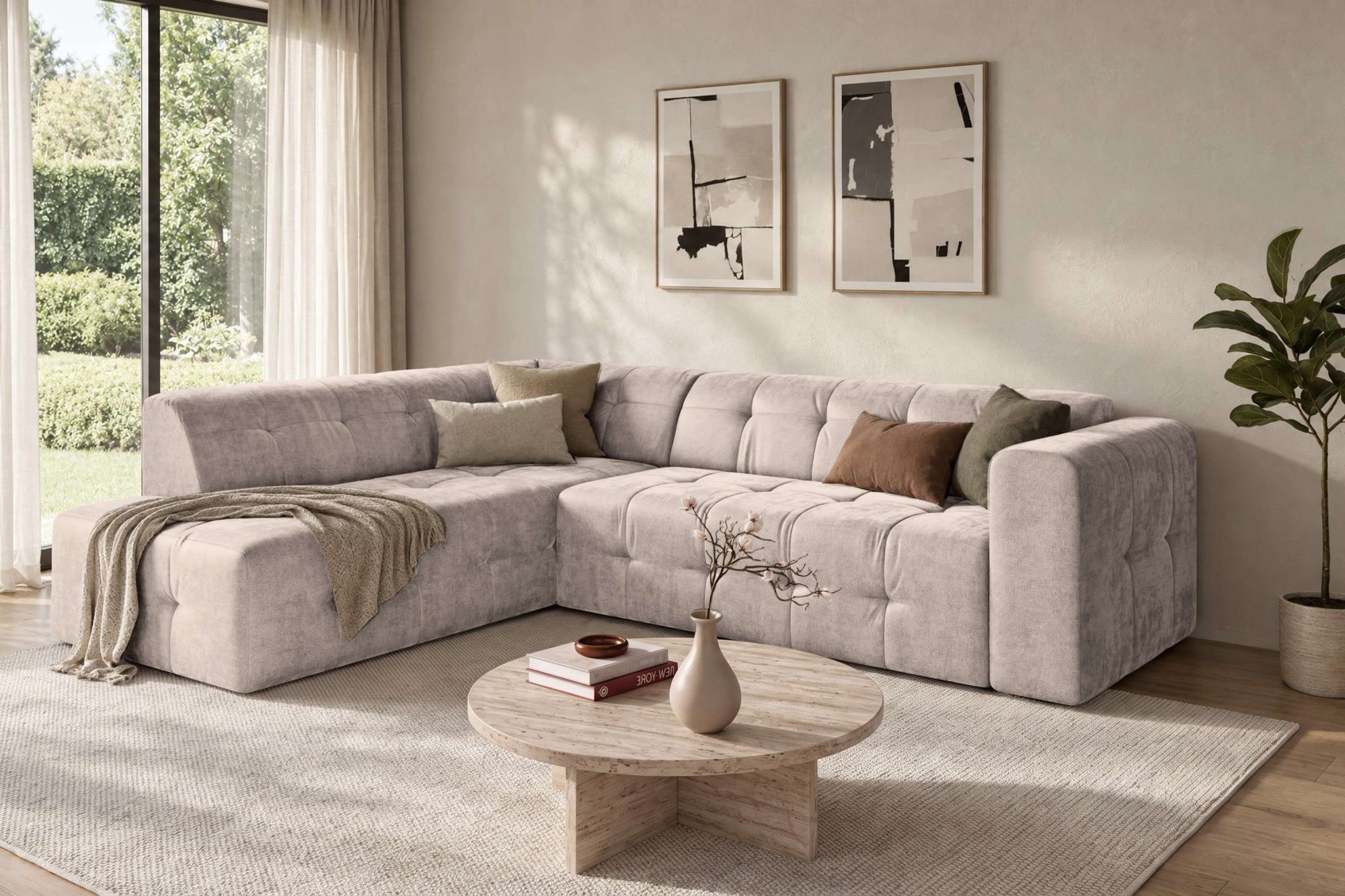 OTTO home Ecksofa »TYZZA L-Form, Breite 265 cm, Verlässliche Qualität, Chenille« Ottomane links/rechts bestellbar, Bezug - Chenille oder Struktur