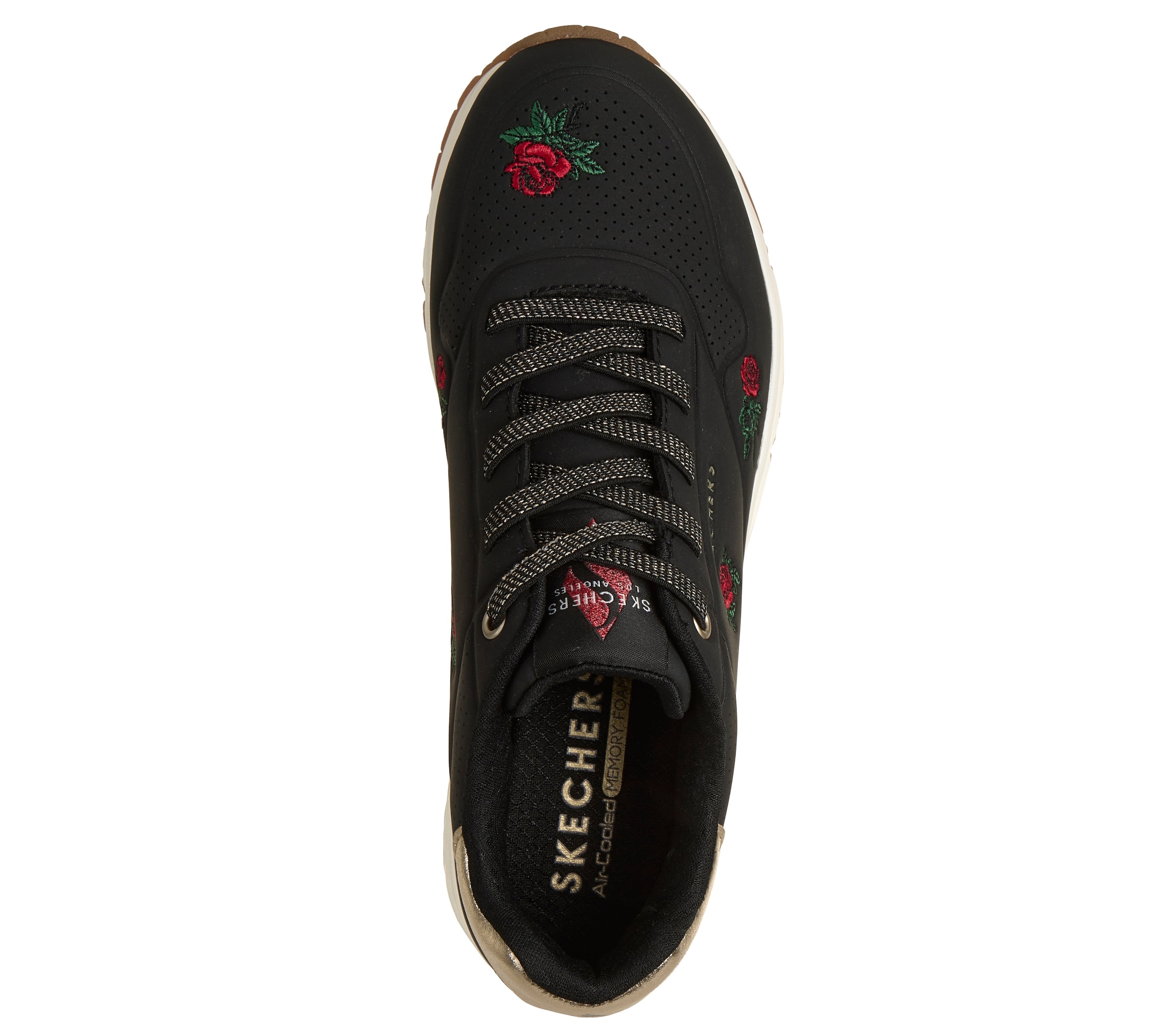 Skechers Sneaker »UNO-CHAMPAGNE & ROSES«  Freizeitsneaker, Halbschuh mit Rosen-Stickerei