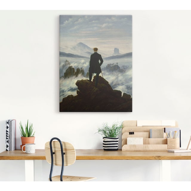 Artland Wandbild »Der Wanderer über dem Nebelmeer. Um 1818«, Mann, (1 St.),  als Leinwandbild, Wandaufkleber oder Poster in versch. Größen bequem kaufen