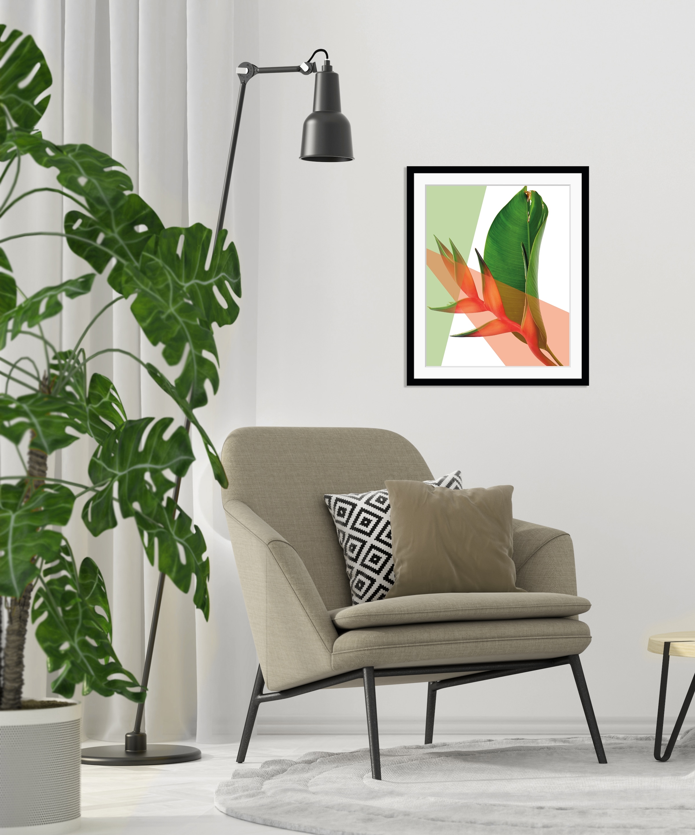 queence Bild »Sabine«, Blätter-Kunst-Pflanzen-Pflanzenbilder, HD Premium Poster-Druck inkl. Holzrahmen