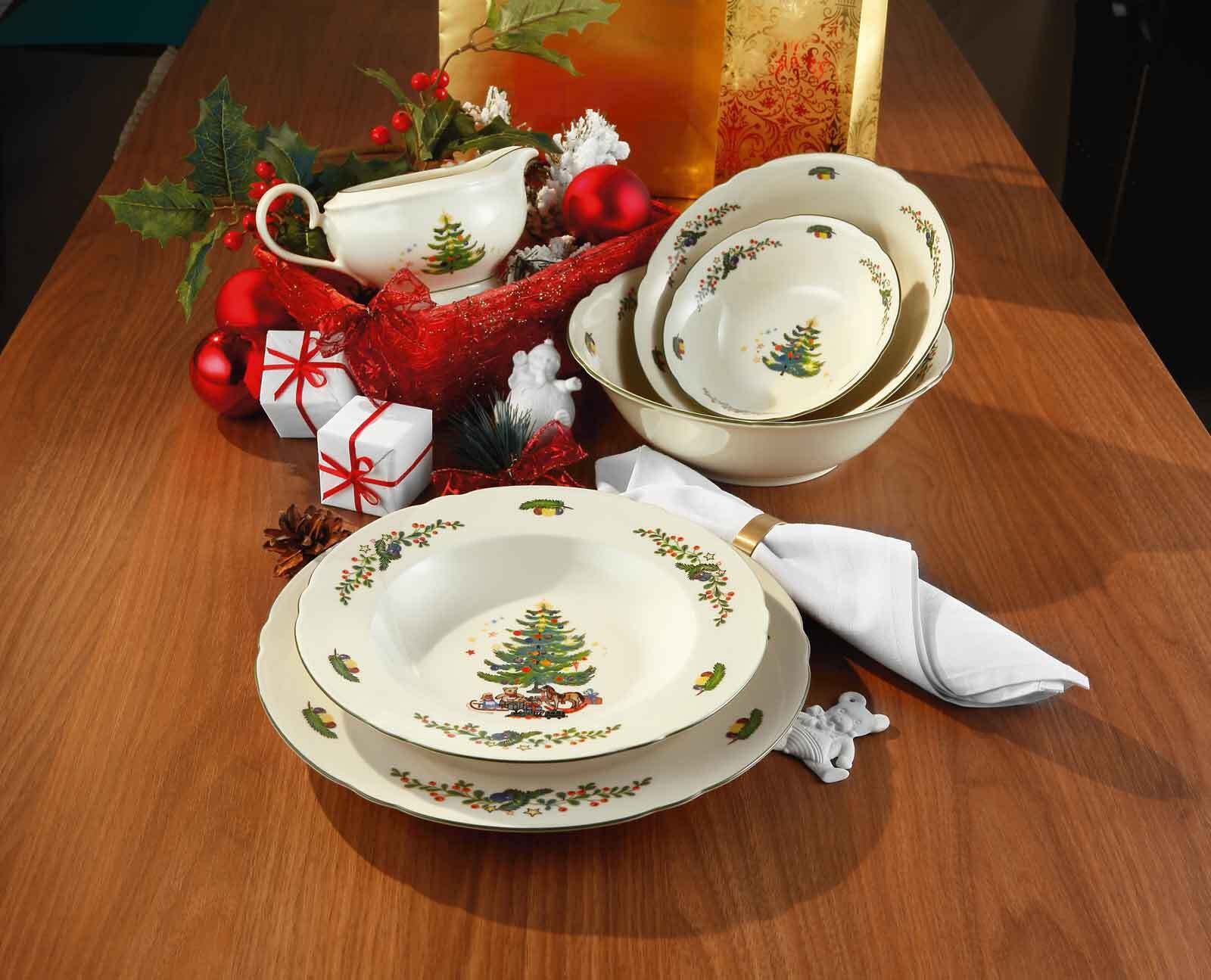 Seltmann Weiden Speiseteller »Speiseteller Marieluise Weihnachten ø 25,3 cm 6er Set weiß-grün« Spülmaschinengeeignet, Mikrowellengeeignet, Ofenfest, Salamandergeeignet, Kühlschrankgeeignet, Gefrierschrankgeeignet