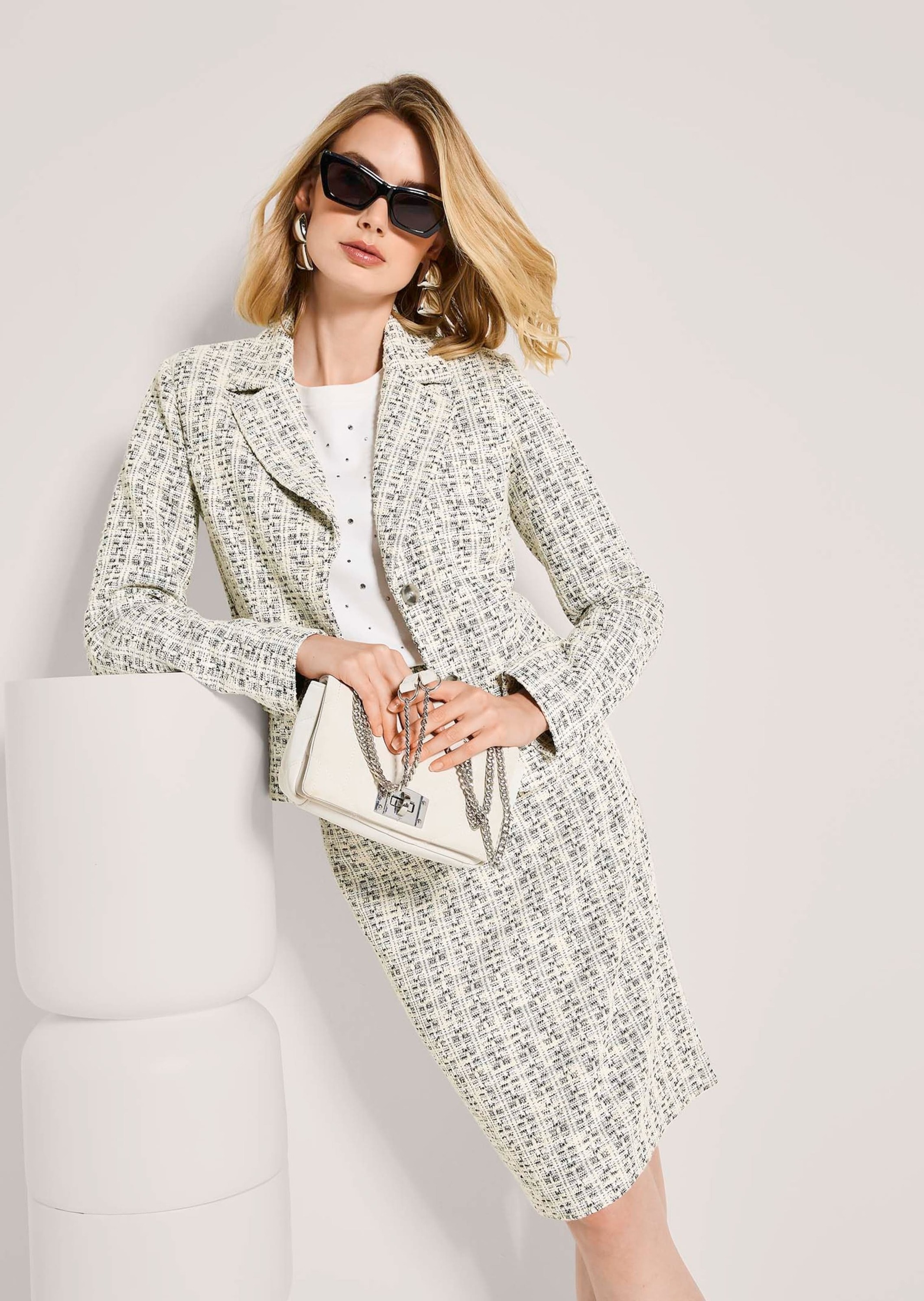 MADELEINE Jackenblazer »Blazer Tweed-Blazer mit Reverskragen« Tweedblazer mit Glanzeffekt