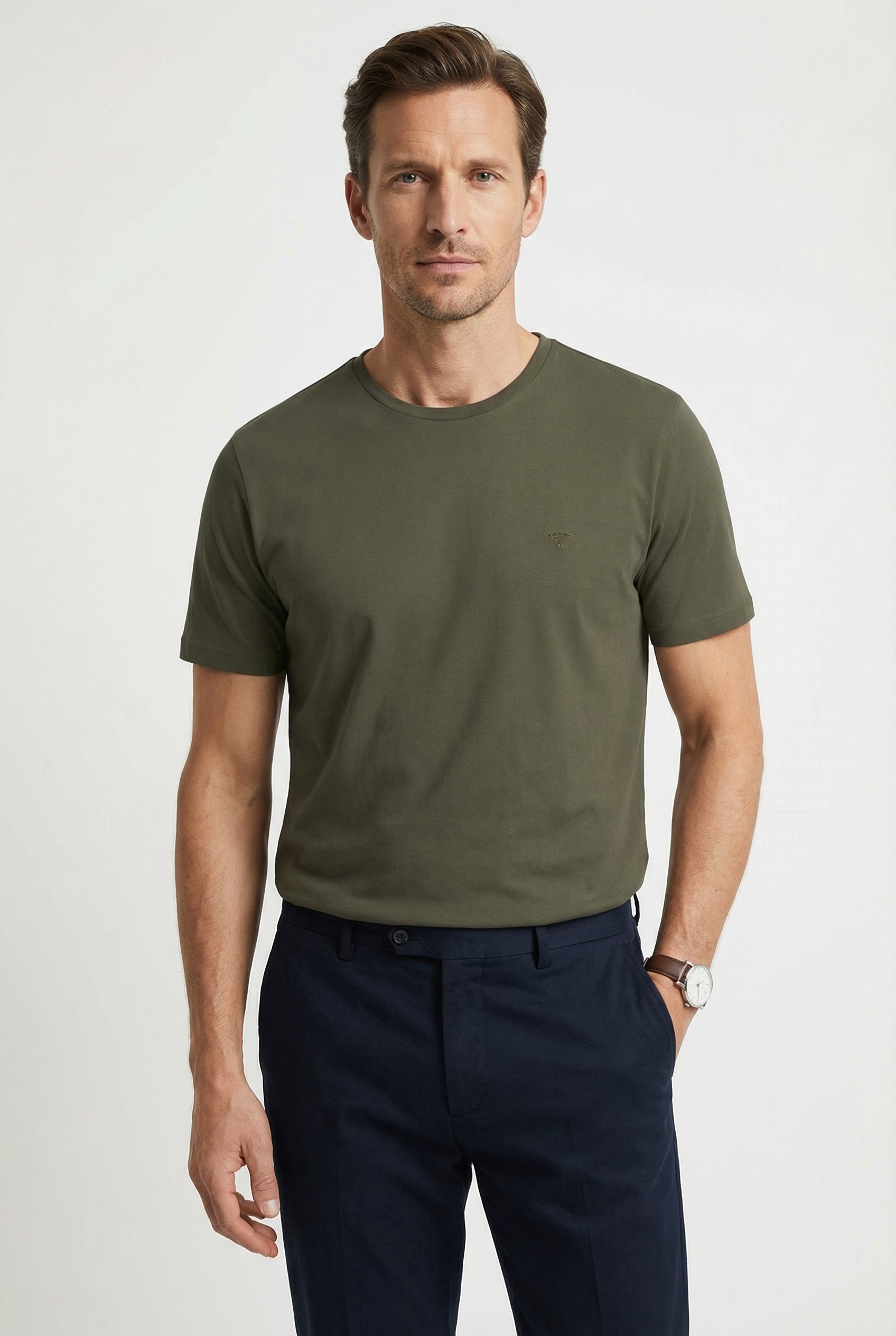 FYNCH-HATTON T-Shirt normale Passform, Kurzarm, hüftbedeckende Länge, aus Baumwolle