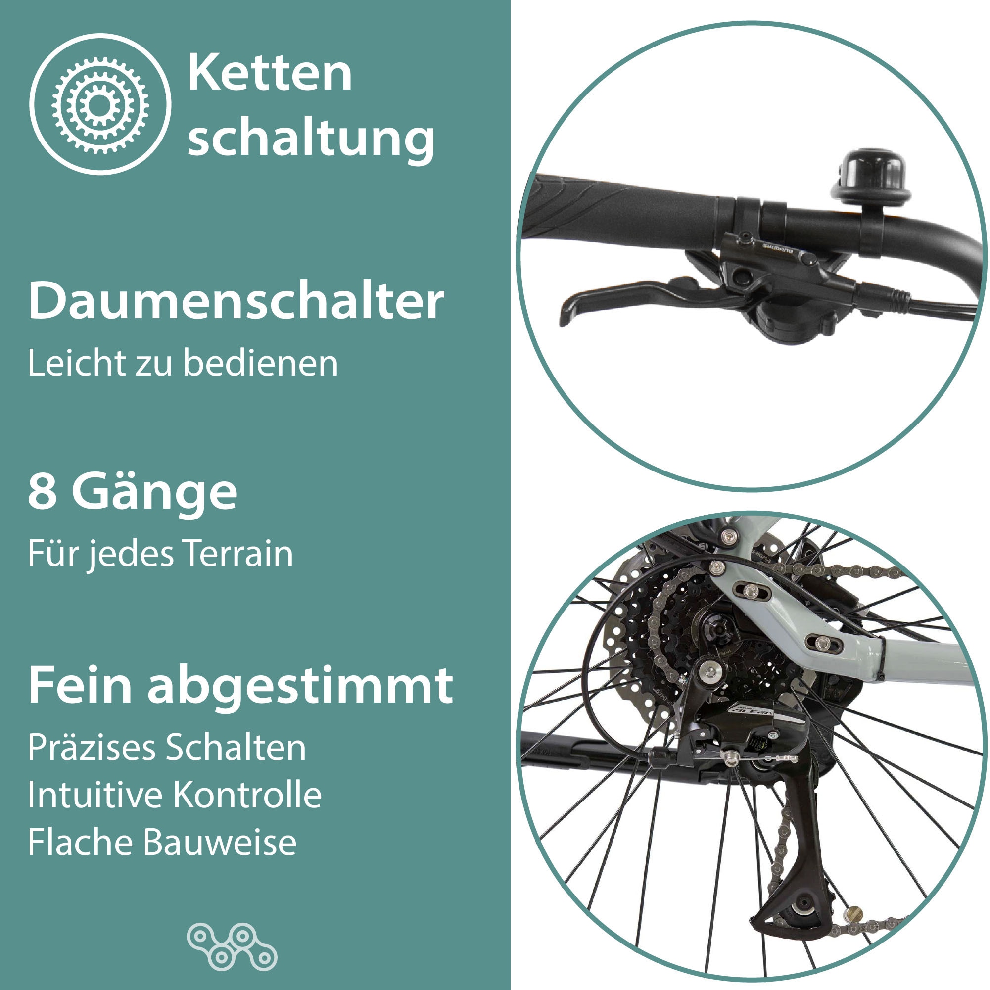 Tretwerk »Sonic« 8 Gang Shimano Acera M3020 SGS Schaltwerk Kettenschaltung Mittelmotor 250 W Pedelec, Elektrofahrrad für Damen u. Herren