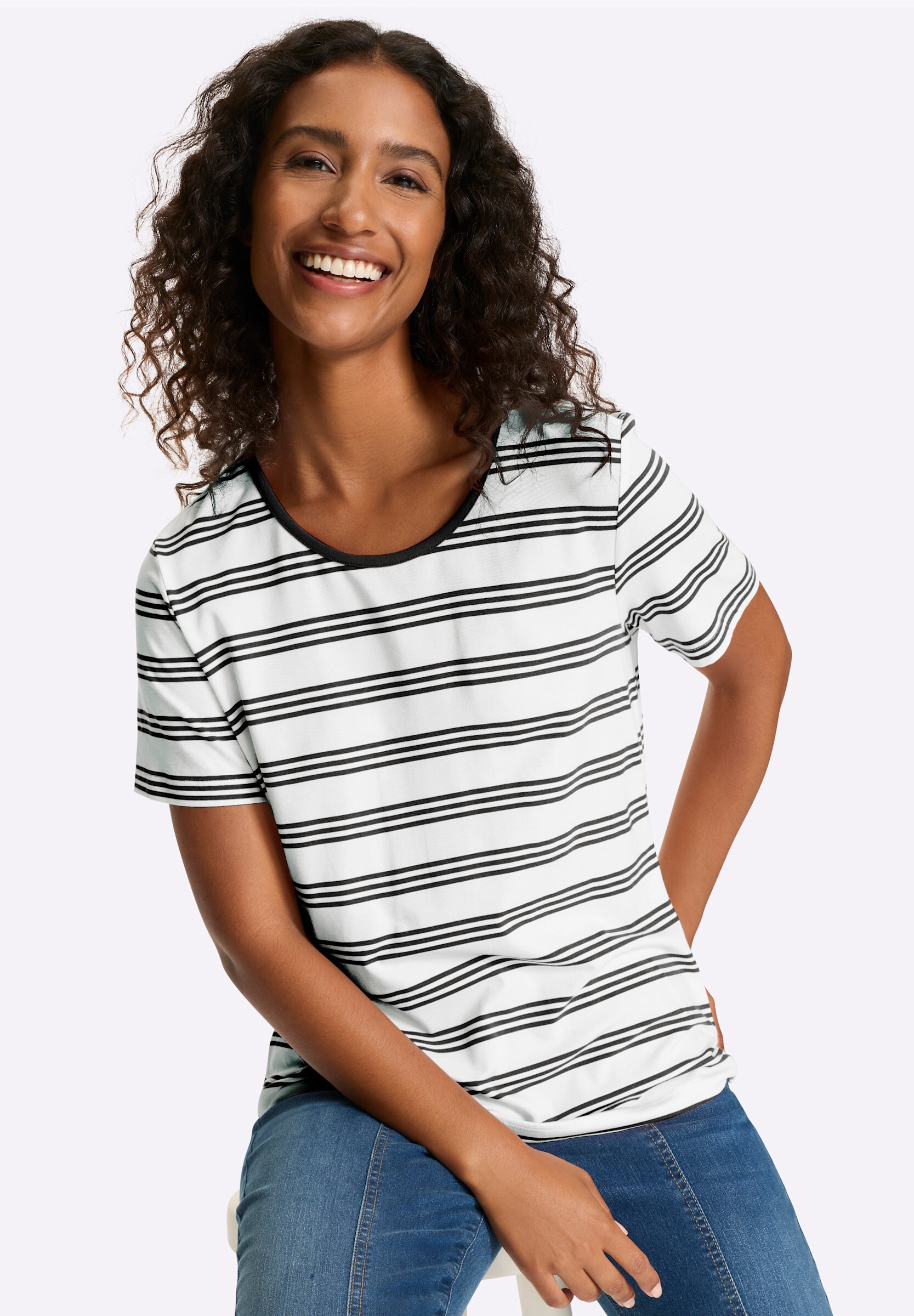 heine T-Shirt »Shirt Kurzarmshirt im Ringel-Look«