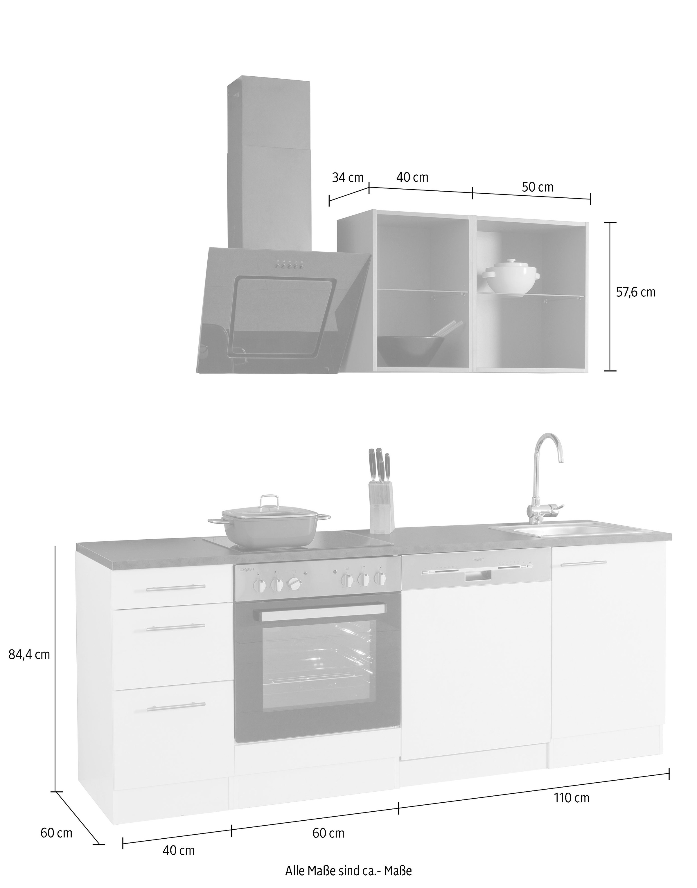 OPTIFIT Küchenzeile »Mini«, mit E-Geräten, Breite 210 cm