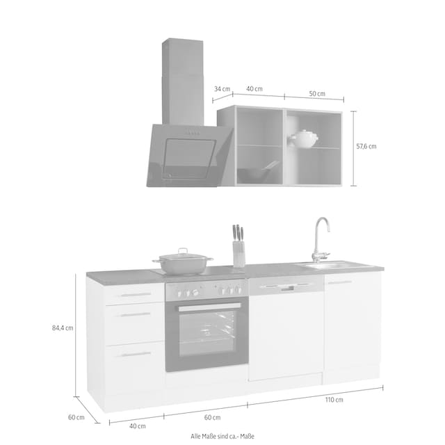 OPTIFIT Küchenzeile »Mini«, mit E-Geräten, Breite 210 cm auf Rechnung  bestellen