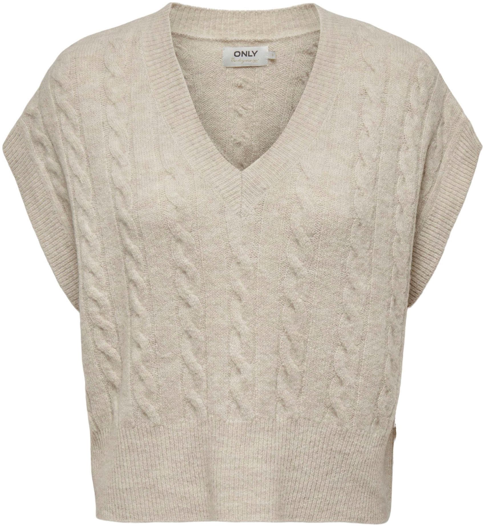 ONLY Kurzarmpullover »ONLMELODY VEST KNT« Materialmix, regular fit