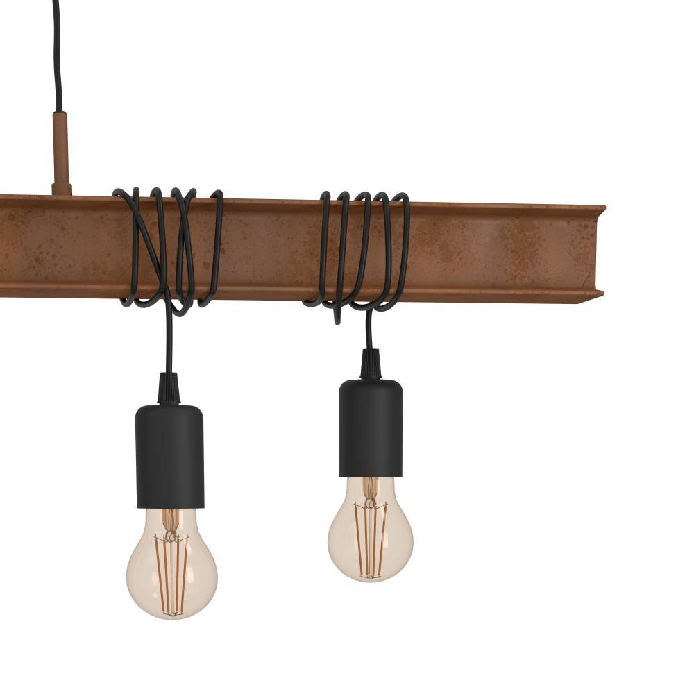 EGLO Pendelleuchte »TOWNSHEND 4 Hängeleuchte, Stahl, Rostoptik, Retro, Vintage, E27«, 6 flammig, Leuchtmittel E27 | ohne Leuchtmittel, antik-braun, Metallbalken, Esszimmer, 6 flammig, 110x100,5x7cm