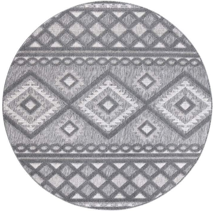 Carpet City Teppich »In-& Outdoorteppich Santorini 435, 3D-Effekt, Boho-Look«, rund, 5 mm Höhe, Wetterfest & UV-beständig für Terrasse, Balkon, Küche, Flur