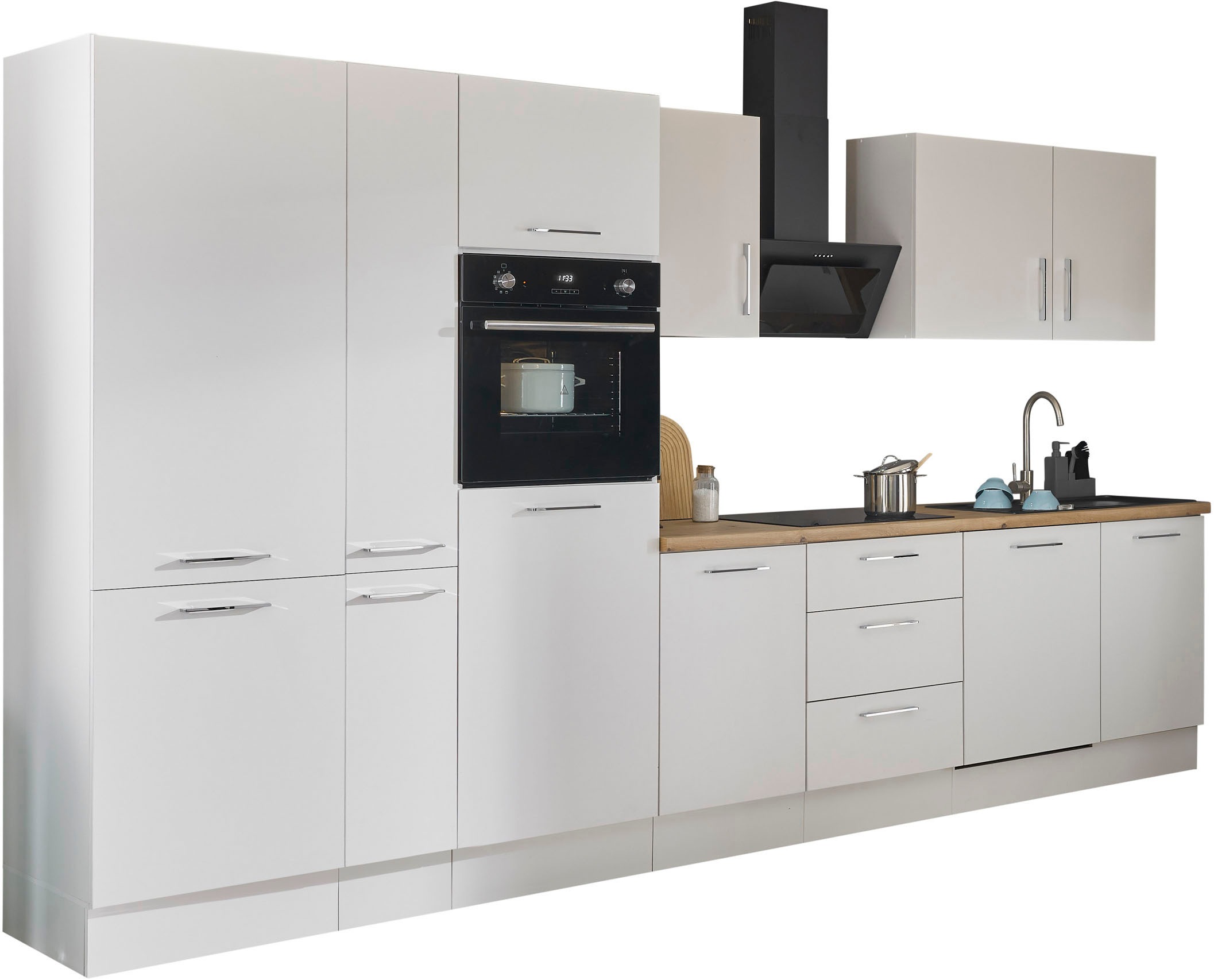BASIC by Balculina Küchenzeile »Turin«, Breite 370 cm, wahlweise mit E-Geräten
