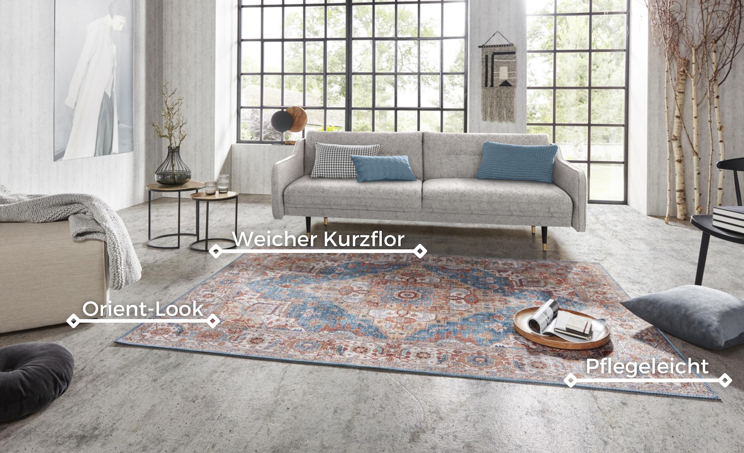 NORTHRUGS Teppich »Sylla«, rechteckig, 5 mm Höhe, Orientalisch, Läufer, Vintage, Wohnzimmer, Schlafzimmer, Esszimmer