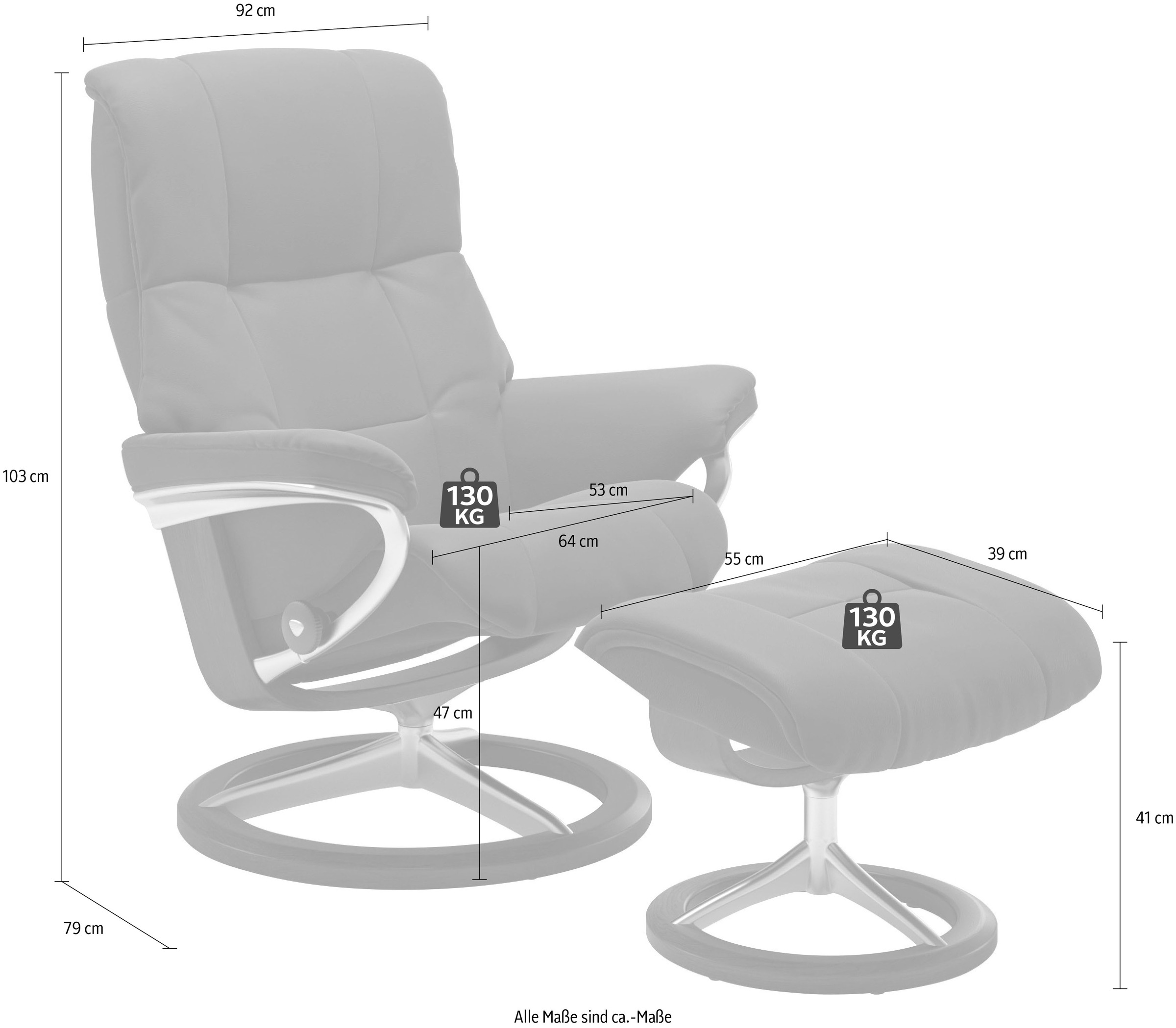 Stressless® Relaxsessel »Mayfair«, (Set, Relaxsessel mit Hocker), mit Hocker, mit Signature Base, Größe S, M & L, Gestell Schwarz