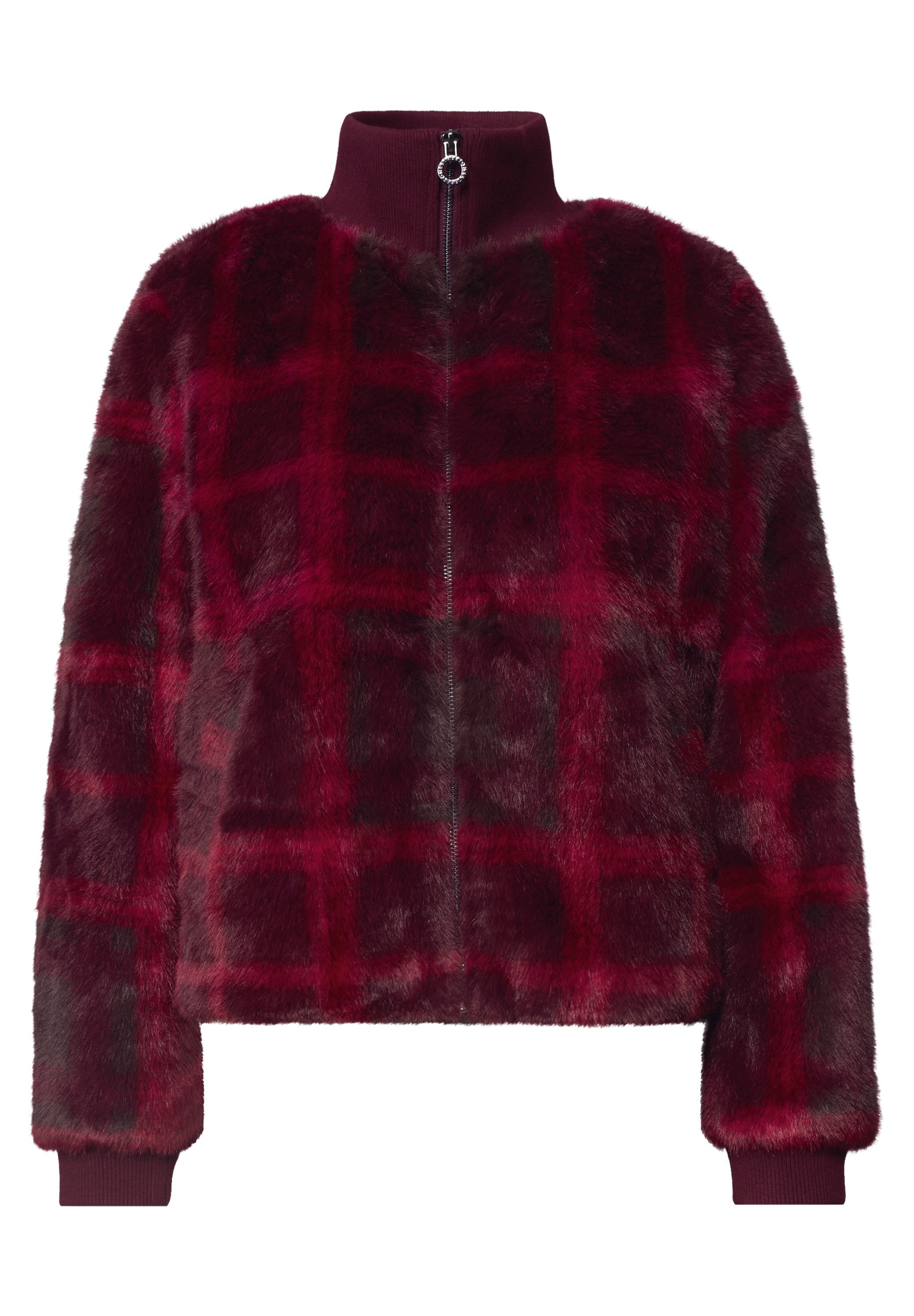 STREET ONE Blouson ohne Kapuze Fake Fur Blouson mit Strickdetails und Print