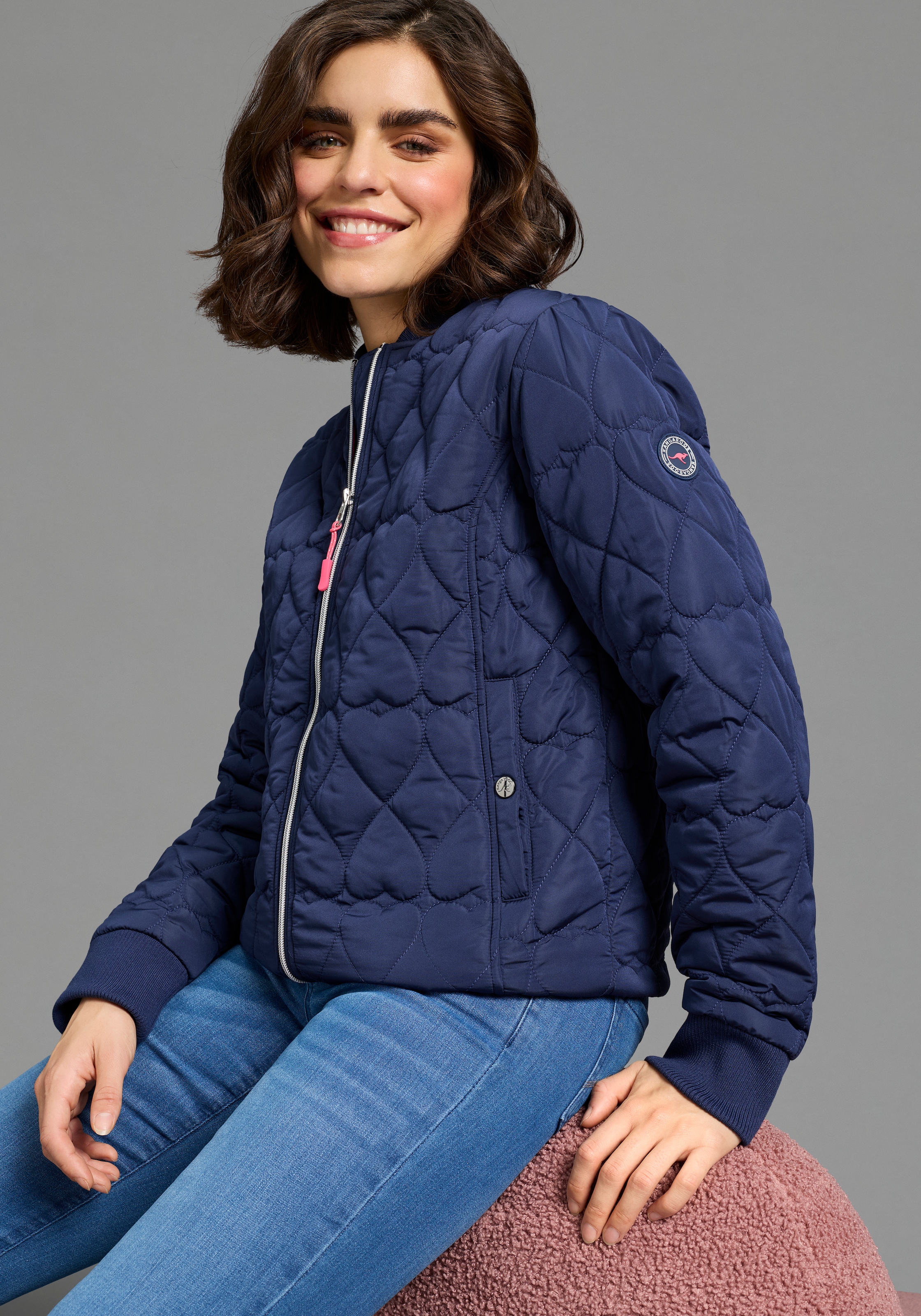 KangaROOS Steppjacke ohne Kapuze mit gesteppten Herzen, Übergangsjacke