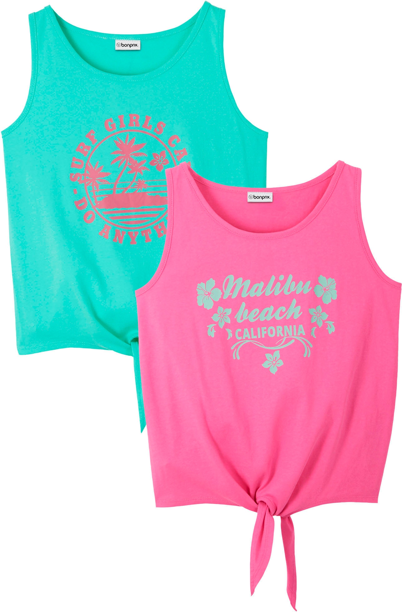 bonprix Shirttop Packung, 2 Stk. Regular Fit, ärmellos, mit Print, aus Baumwolle